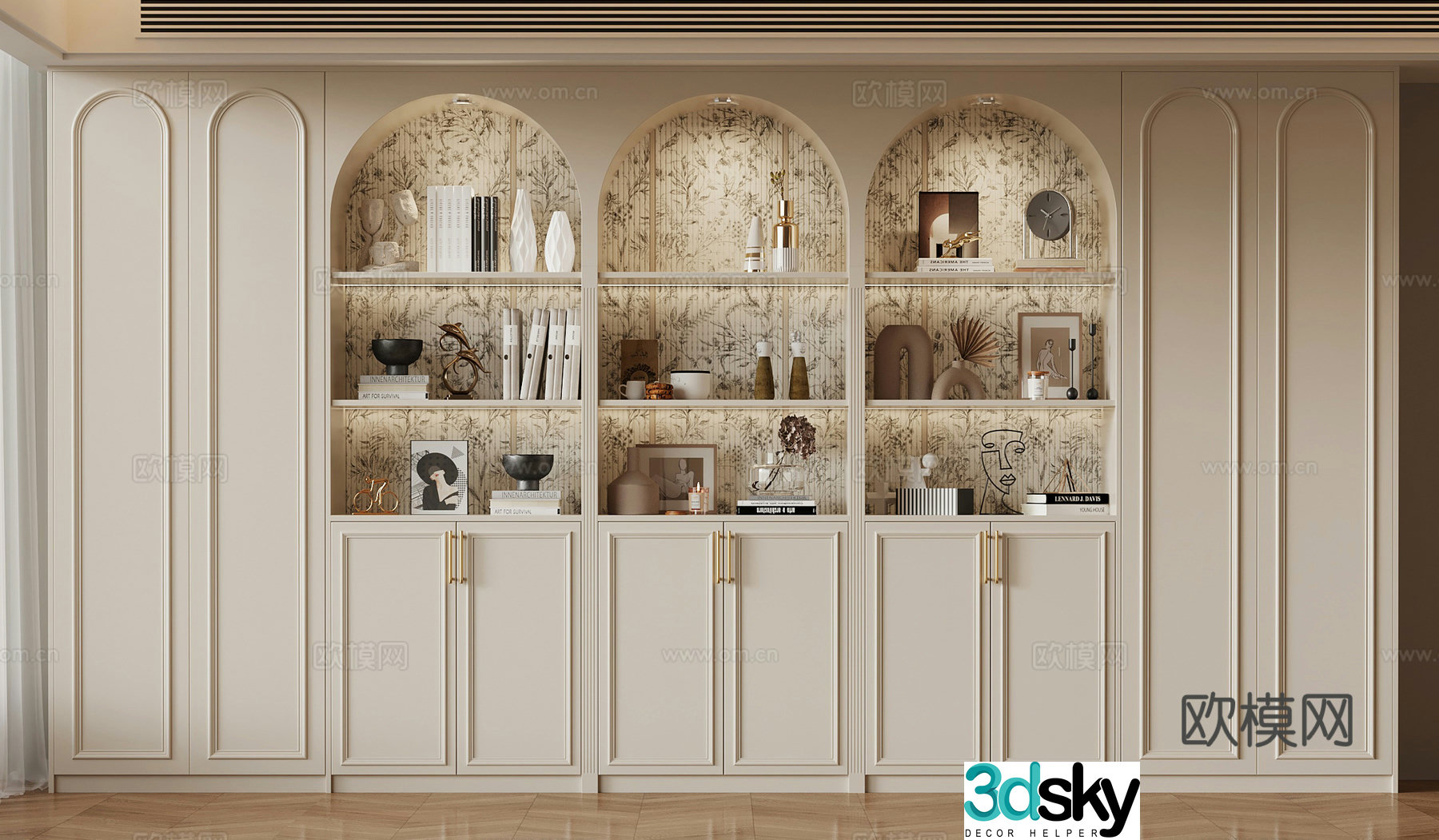 021 bookcase French cream bookcase 3d model