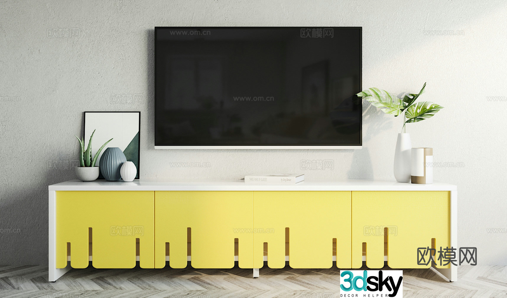Nordic TV cabinet ornament combination 3D model