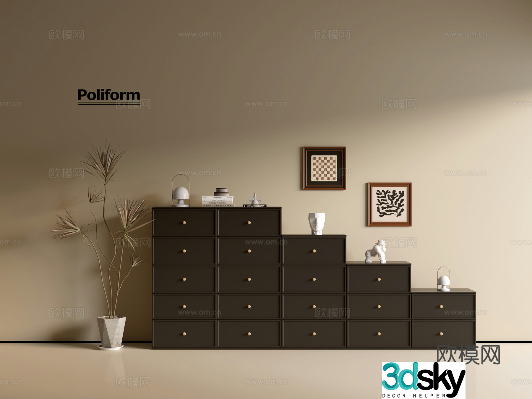 Modern black cabinet ins wind side cabinet chest cabinet low cabinet whole cabinet dining side cabinet balcony cabinet 3d model