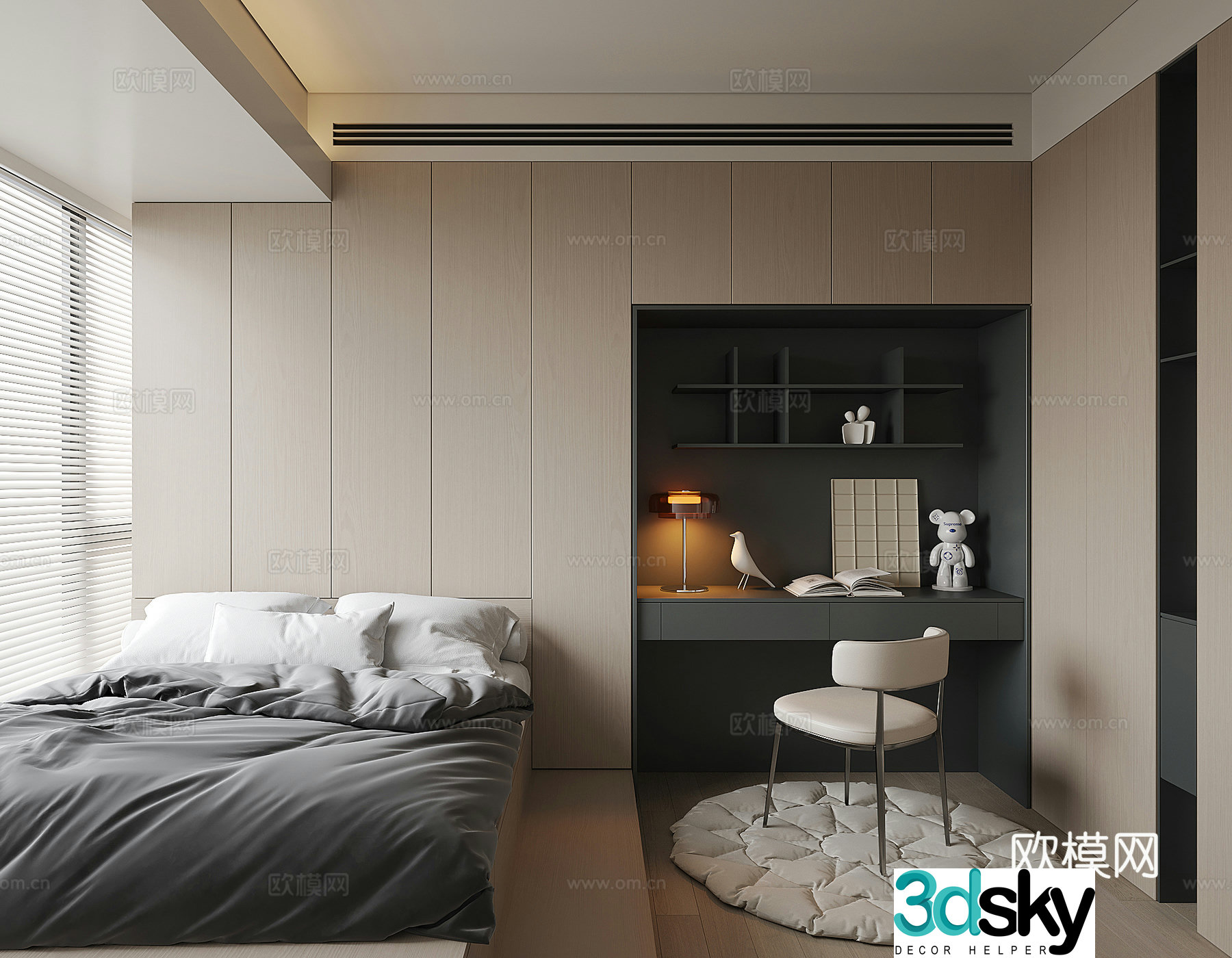 Modern tatami bedroom 3d model