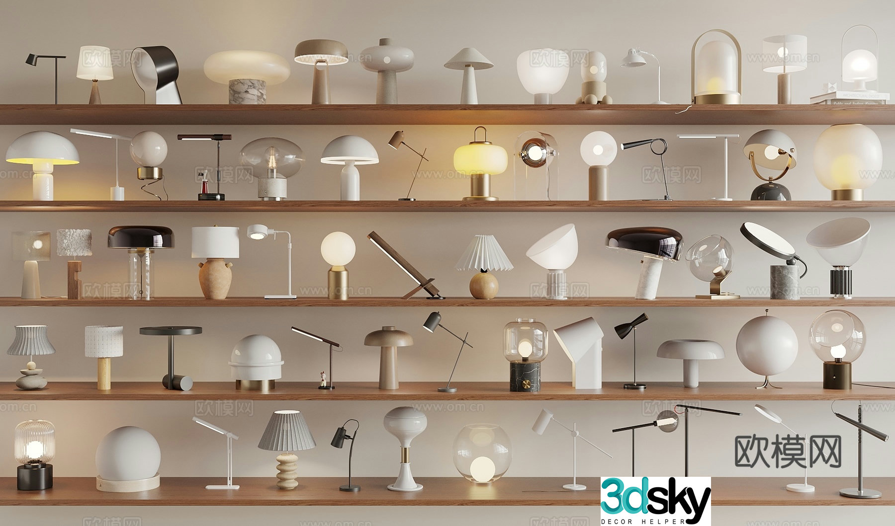 Modern desk lamp cream wind table lamp 3d model