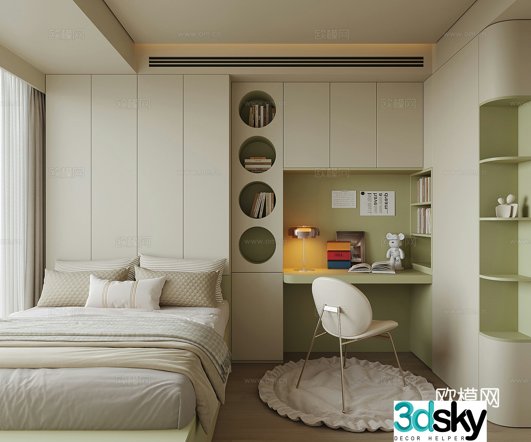 Modern tatami bedroom 3d model