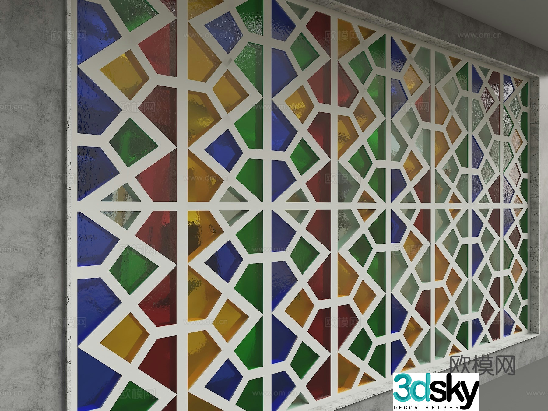 Modern glass partition 3d model