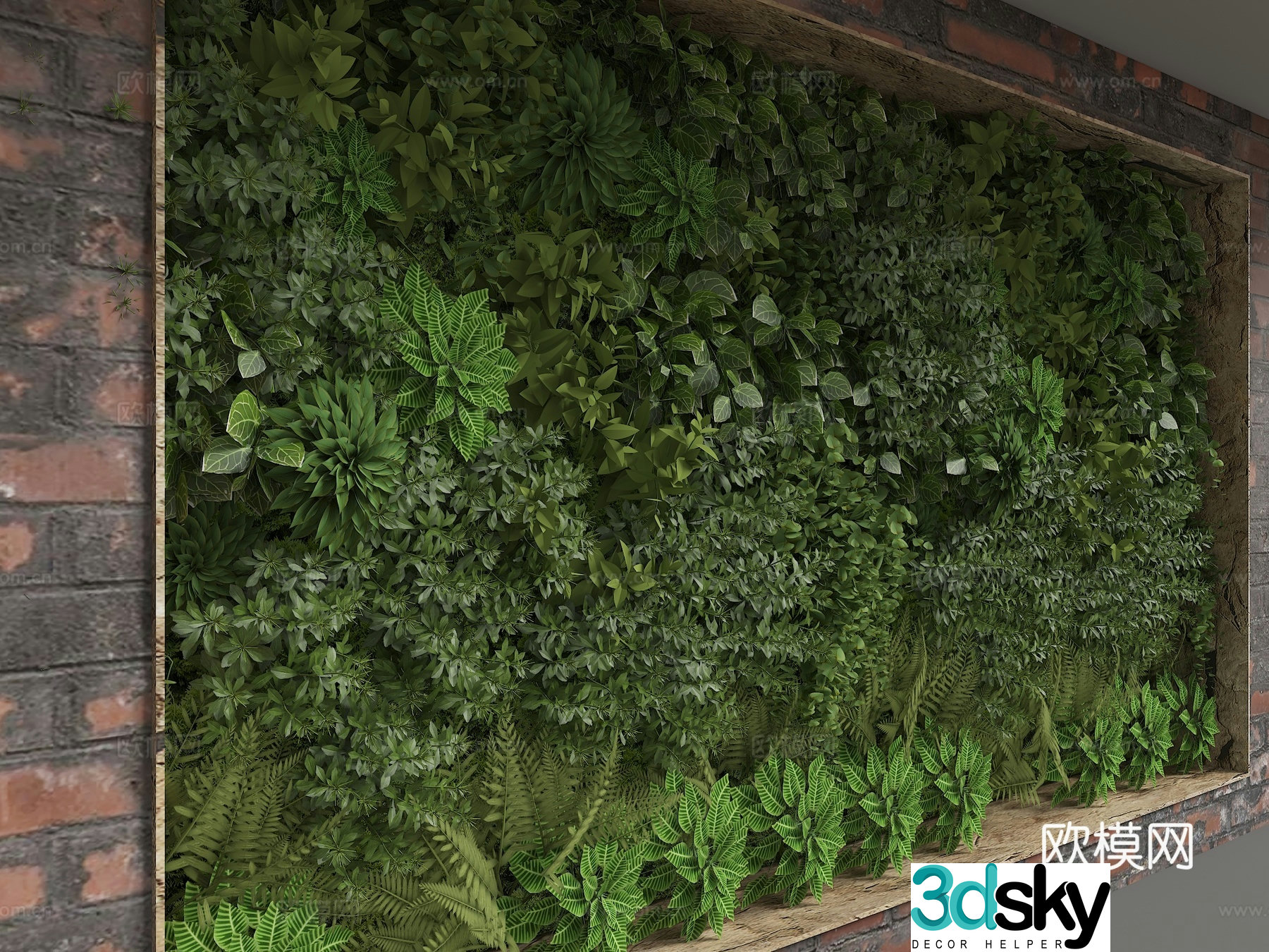 Modern plant background wall 3d model