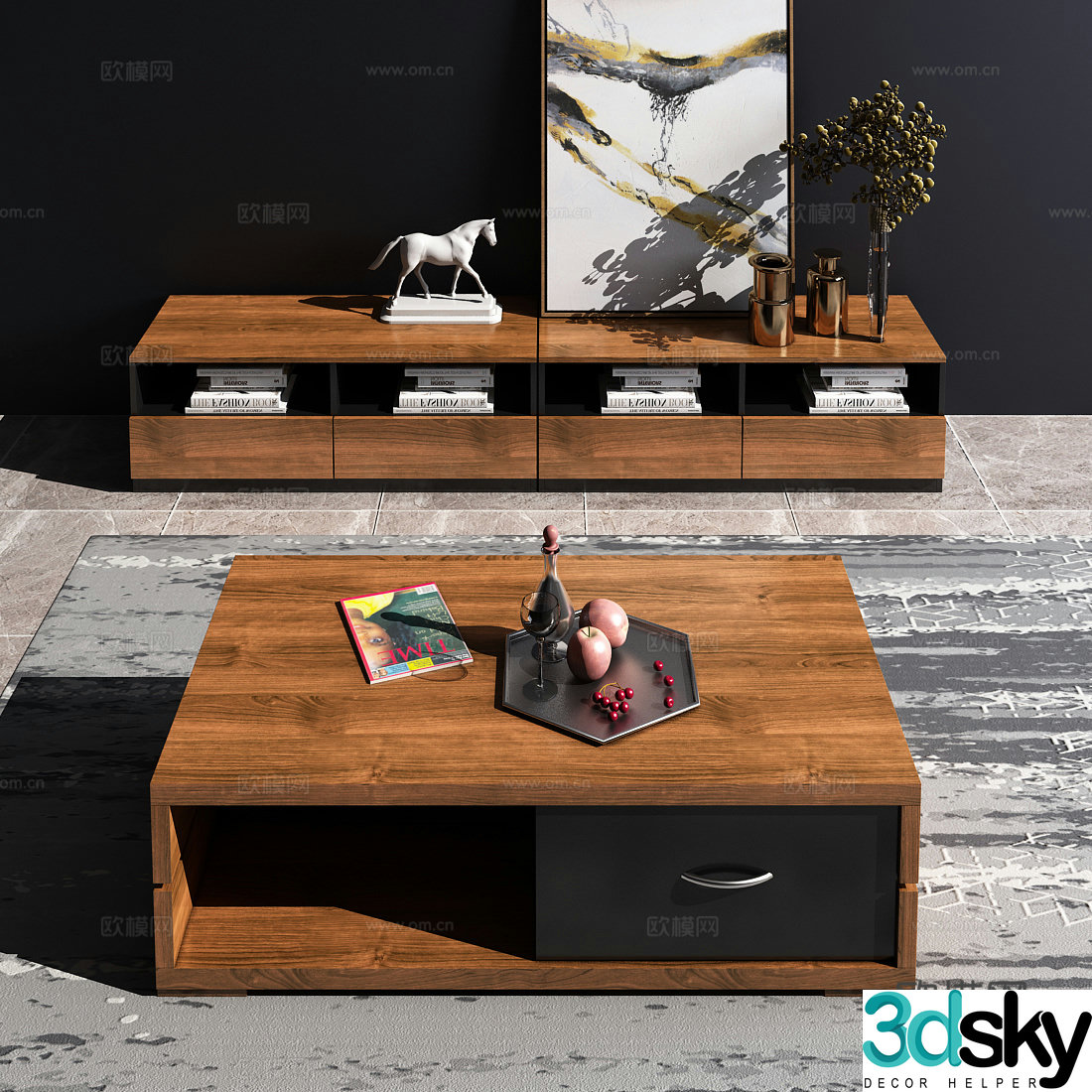 Modern TV cabinet coffee table jewelry model 3d model