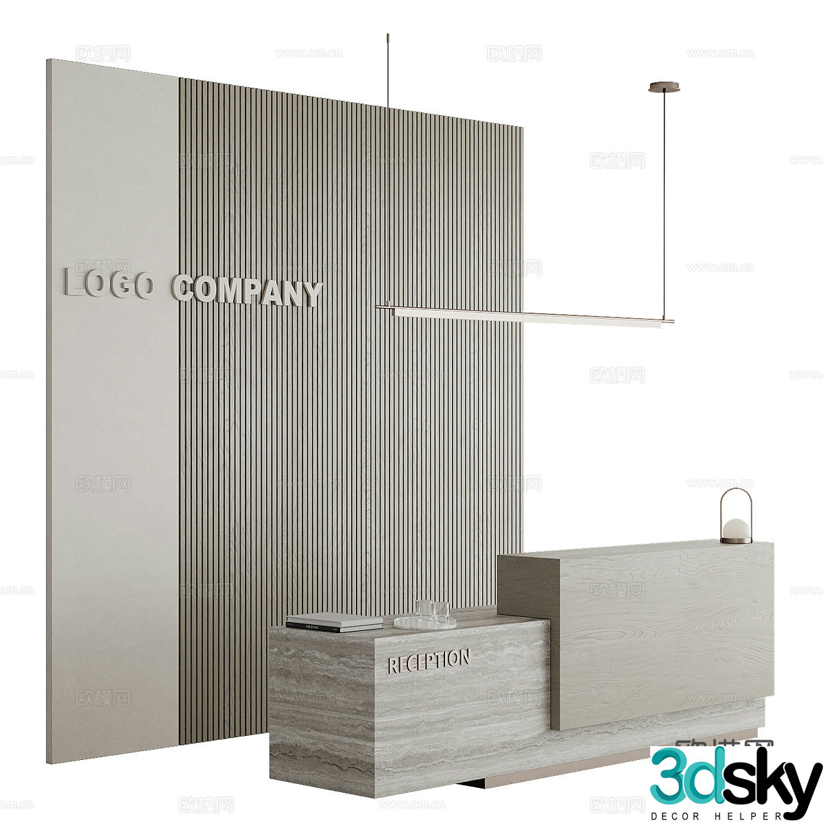 Modern minimalist company front desk 3D model