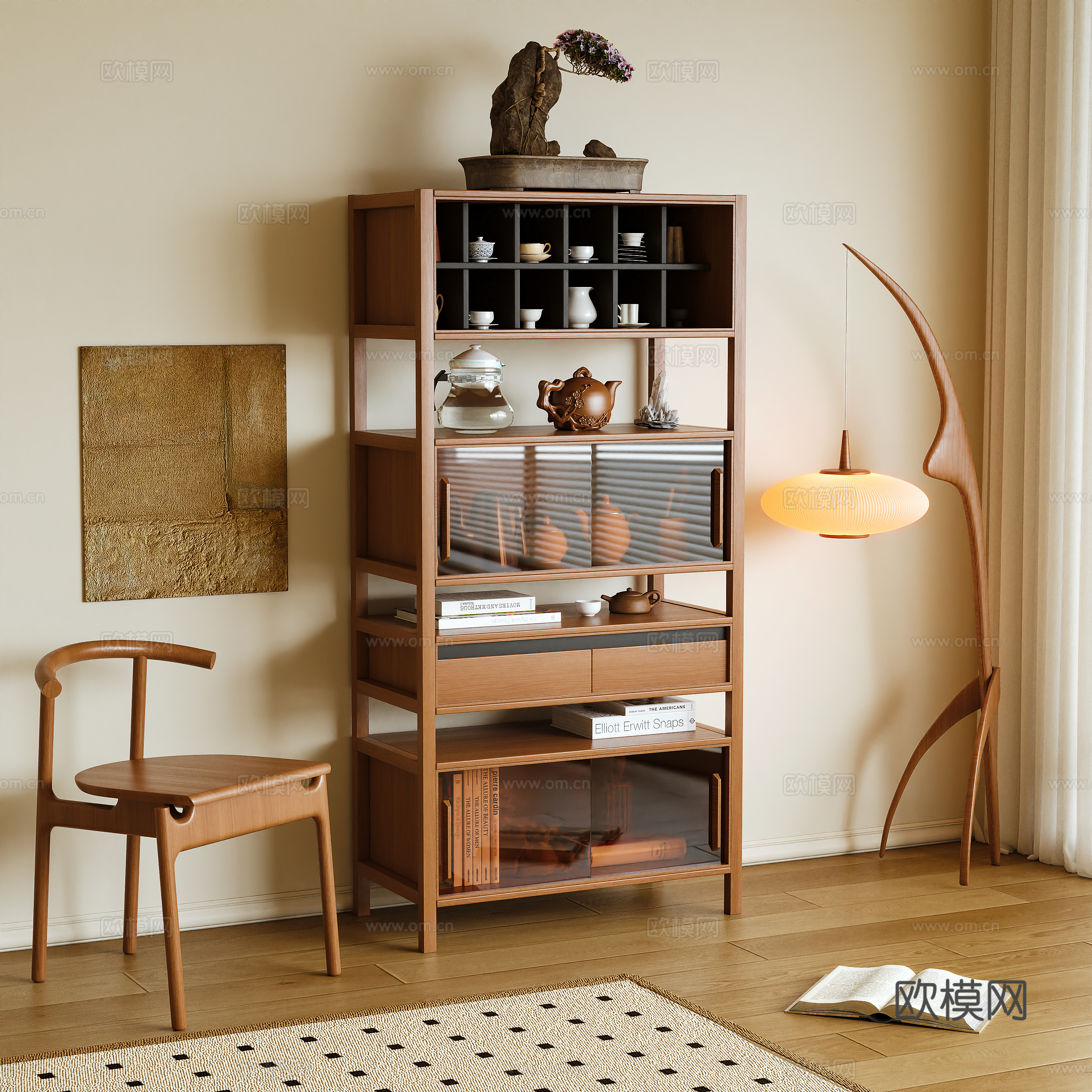 Middle-aged style ancient shelf store shelf bookshelf 3D model