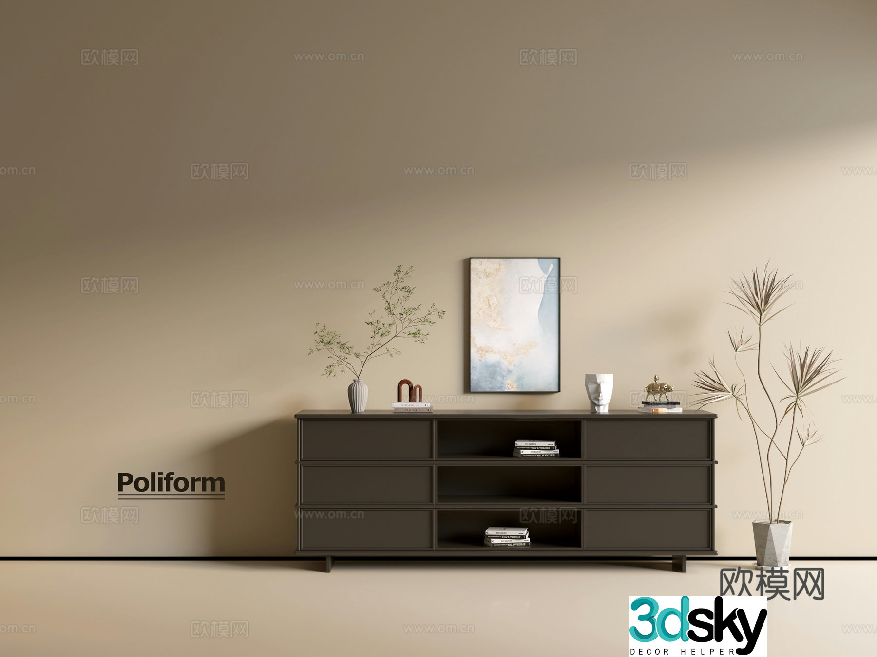 Modern black cabinet ins wind side cabinet chest cabinet low cabinet whole cabinet dining side cabinet balcony cabinet 3d model