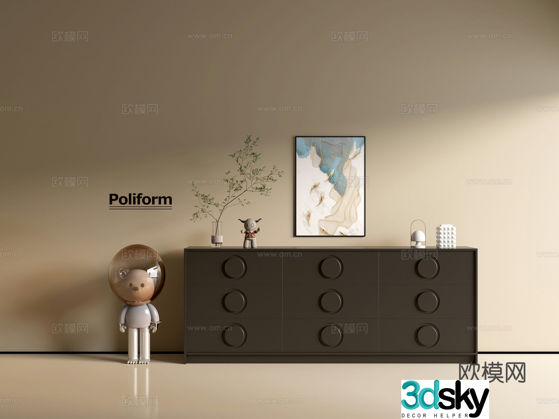 Modern black cabinet ins wind side cabinet chest cabinet low cabinet whole cabinet dining side cabinet balcony cabinet 3d model