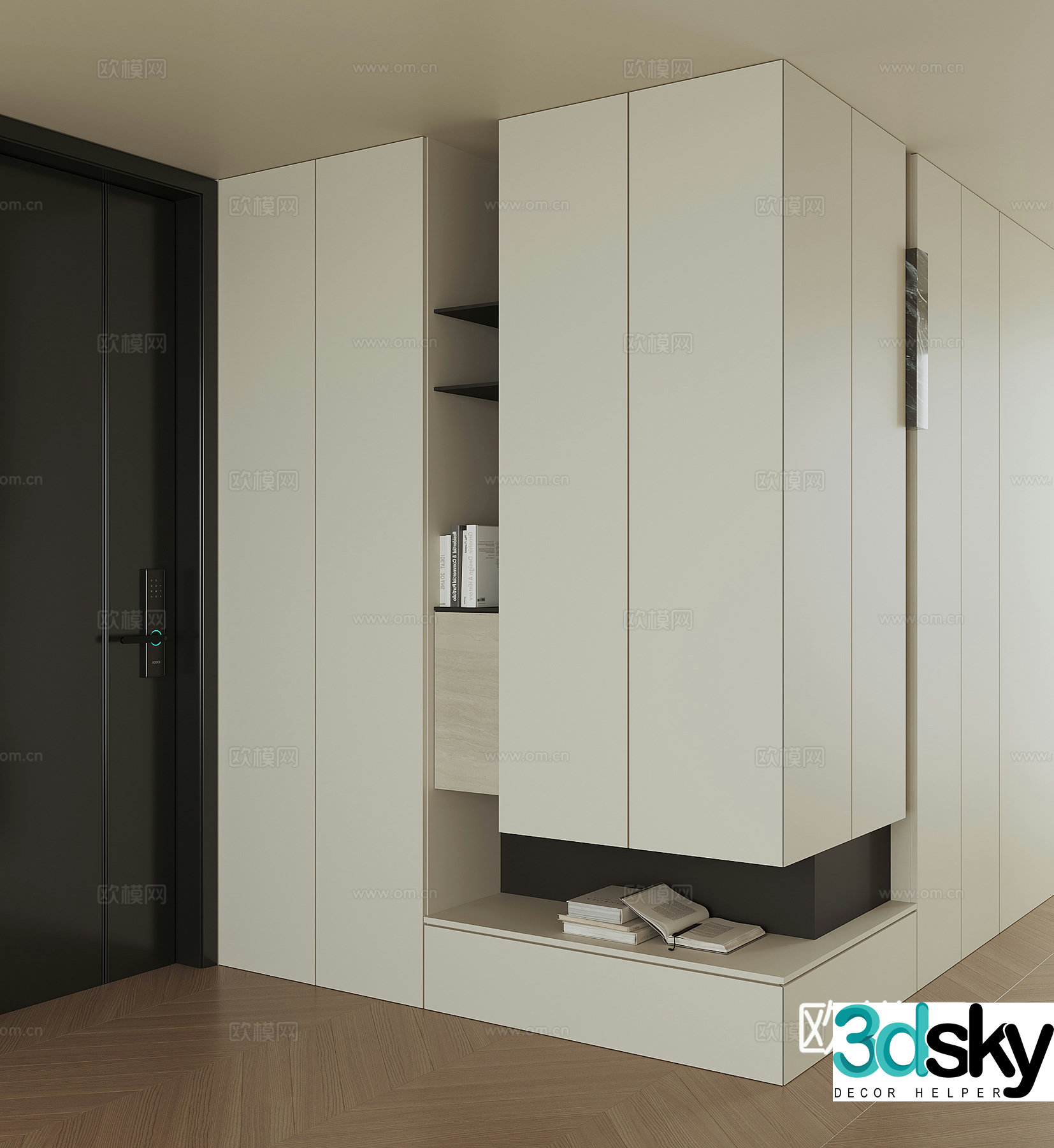 Modern home entrance shoe cabinet 3D model