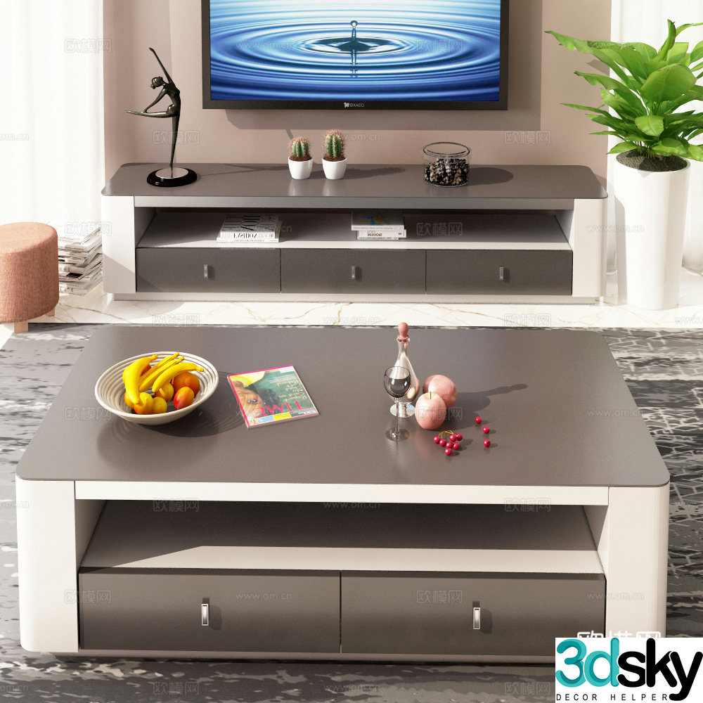 Modern TV cabinet coffee table jewelry carpet stool ornament 3d model