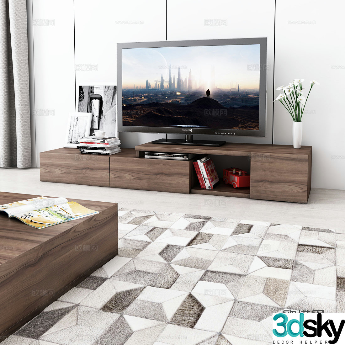 Modern TV cabinet TV book jewelry 3d model