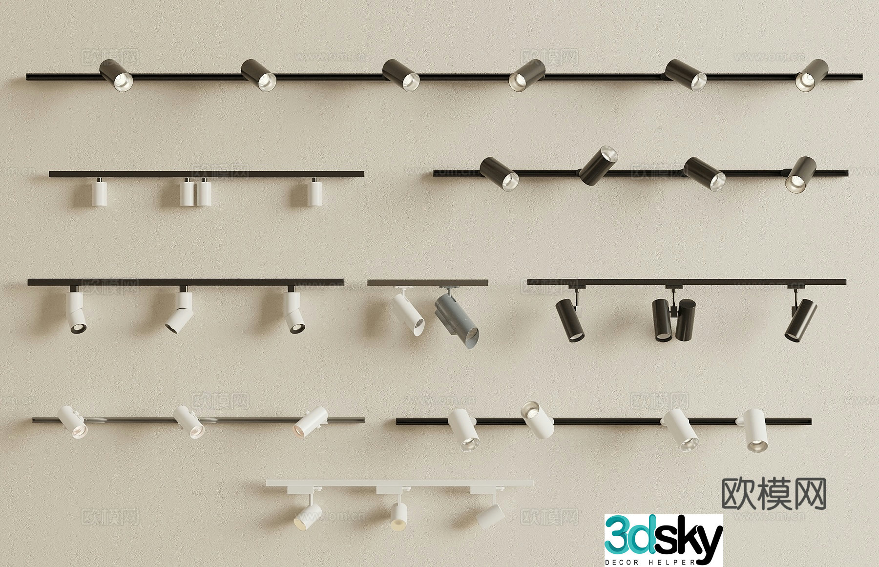 Modern track downlight spotlights track spotlights surface-mounted downlight spotlights magnetic spotlights 3D model