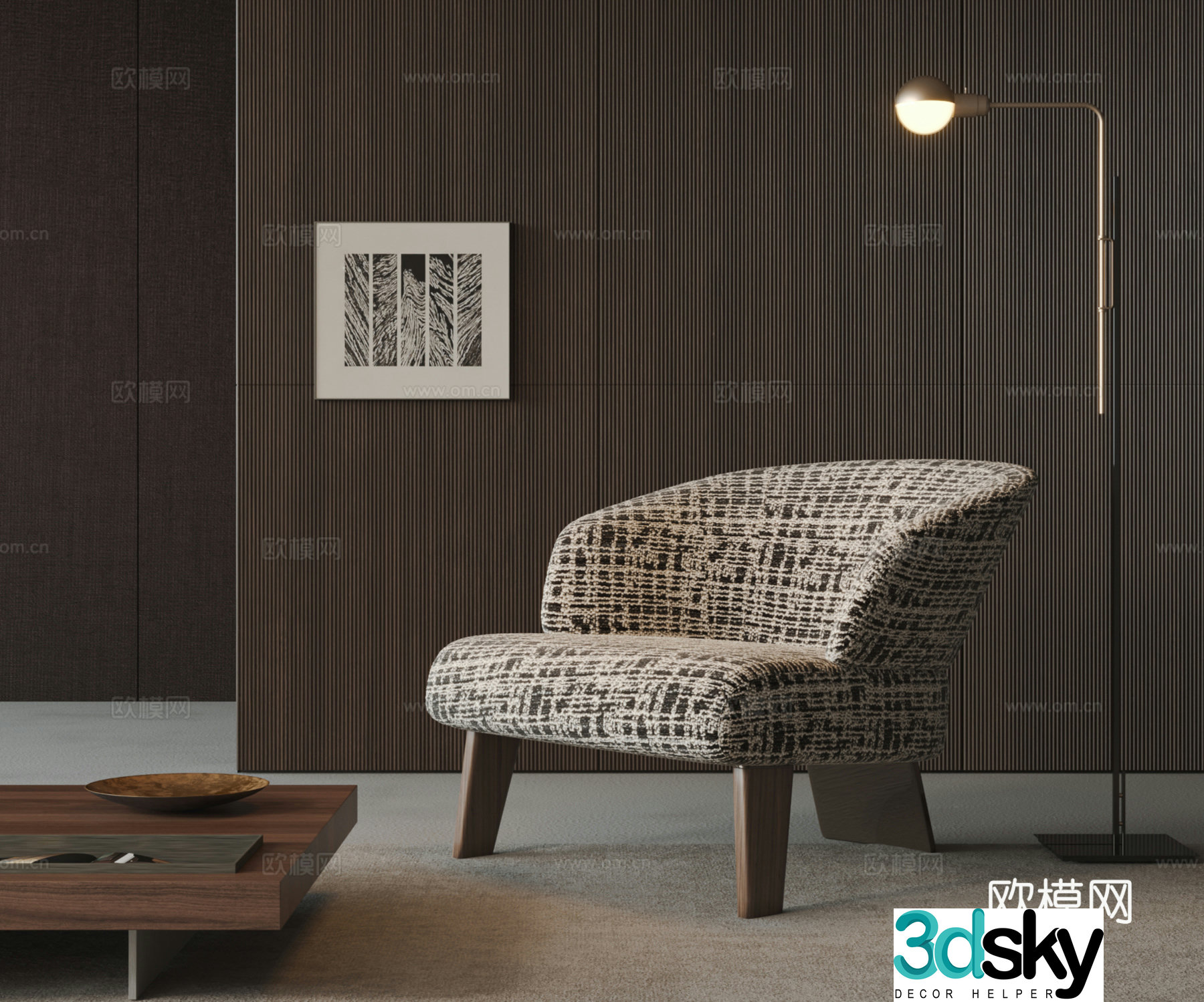 Minotti Italian sofa chair leisure chair armchair single sofa coffee table 3d model