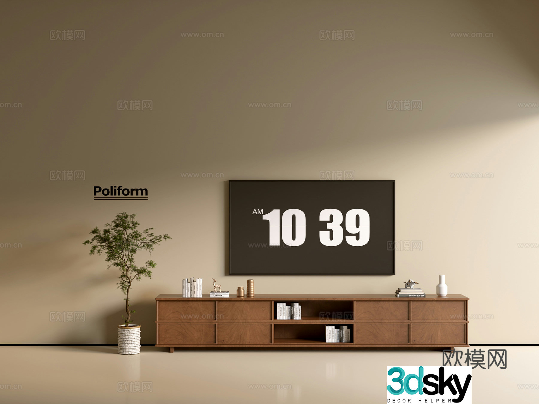 Modern wood grain TV cabinet simple side cabinet chest of drawers low cabinet whole cabinet side cabinet balcony 3D model