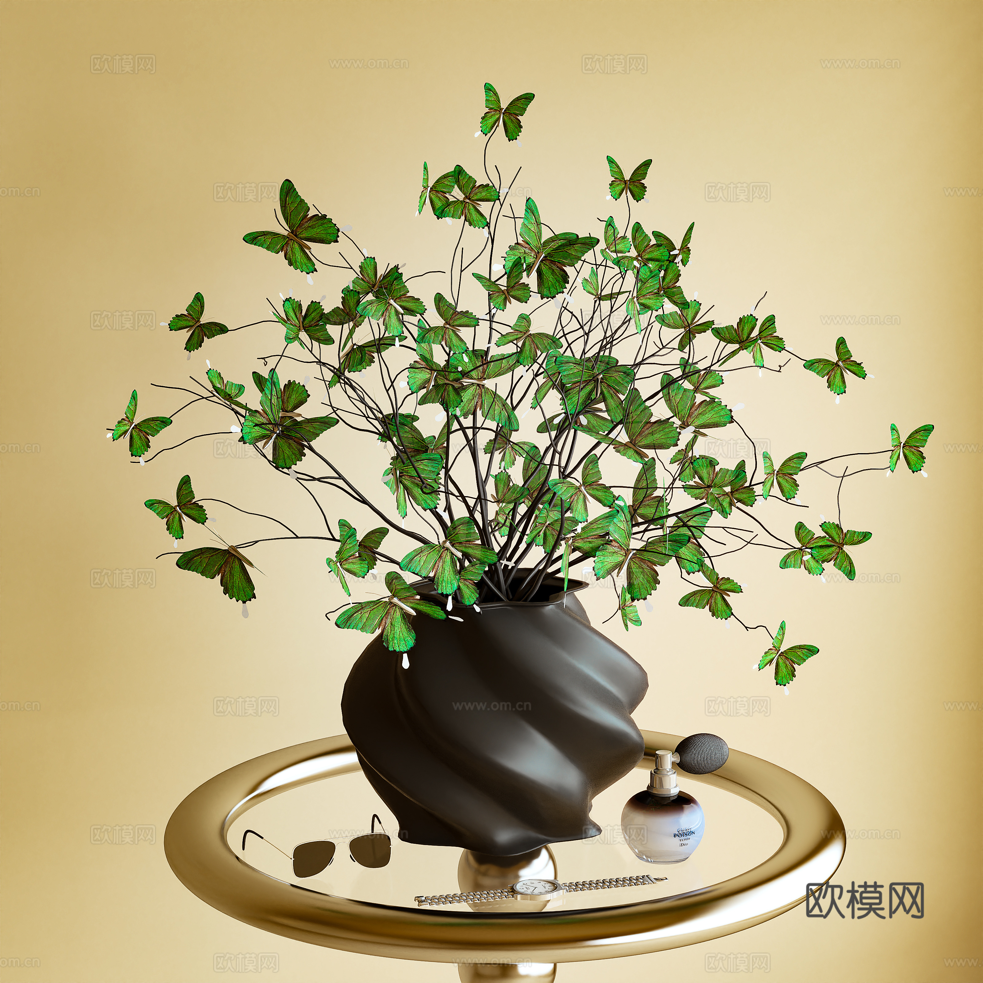 Modern ornaments butterfly ornaments 3d model