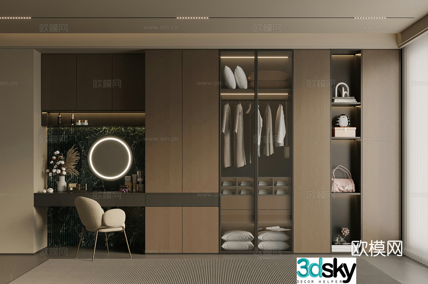 Italian light luxury wardrobe master bedroom wardrobe bedroom wardrobe wardrobe wardrobe dressing table 3d model