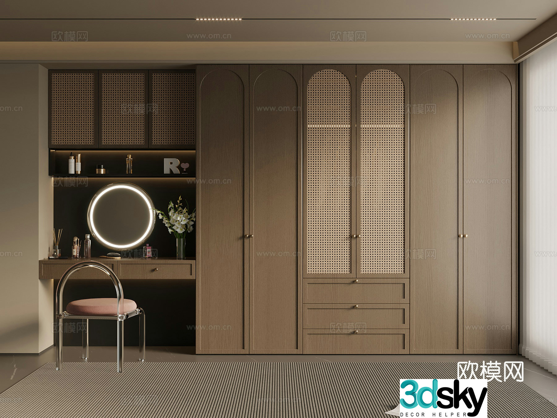 Middle Chinese style wardrobe master bedroom wardrobe bedroom wardrobe wardrobe wardrobe wardrobe dressing table 3d model