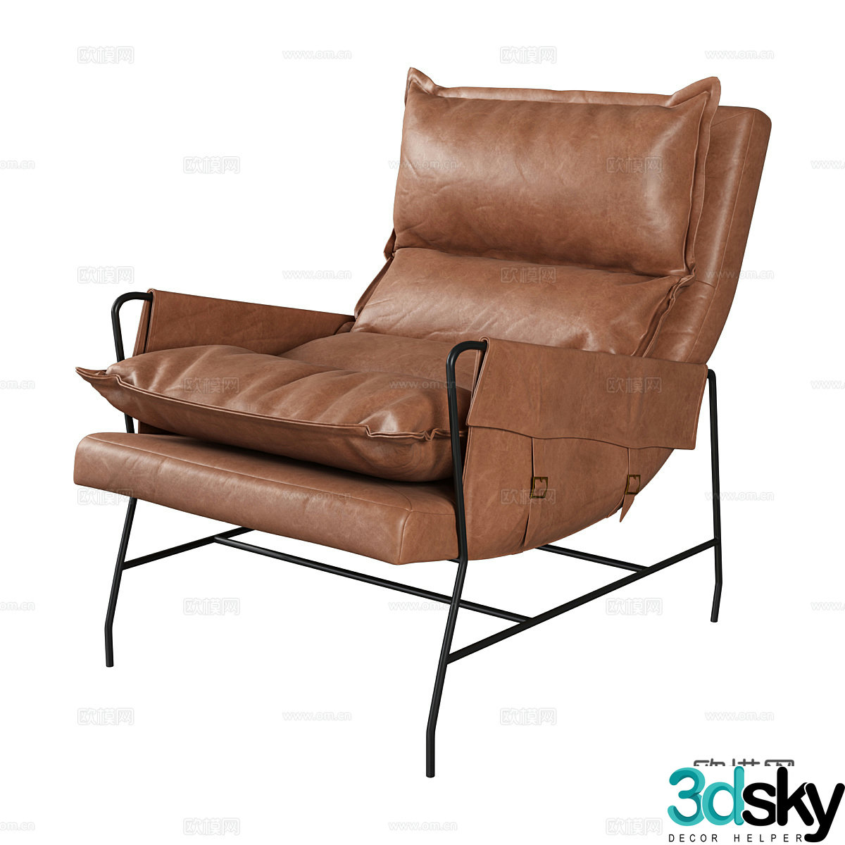 Modern Italian leather lounge chair 3d model