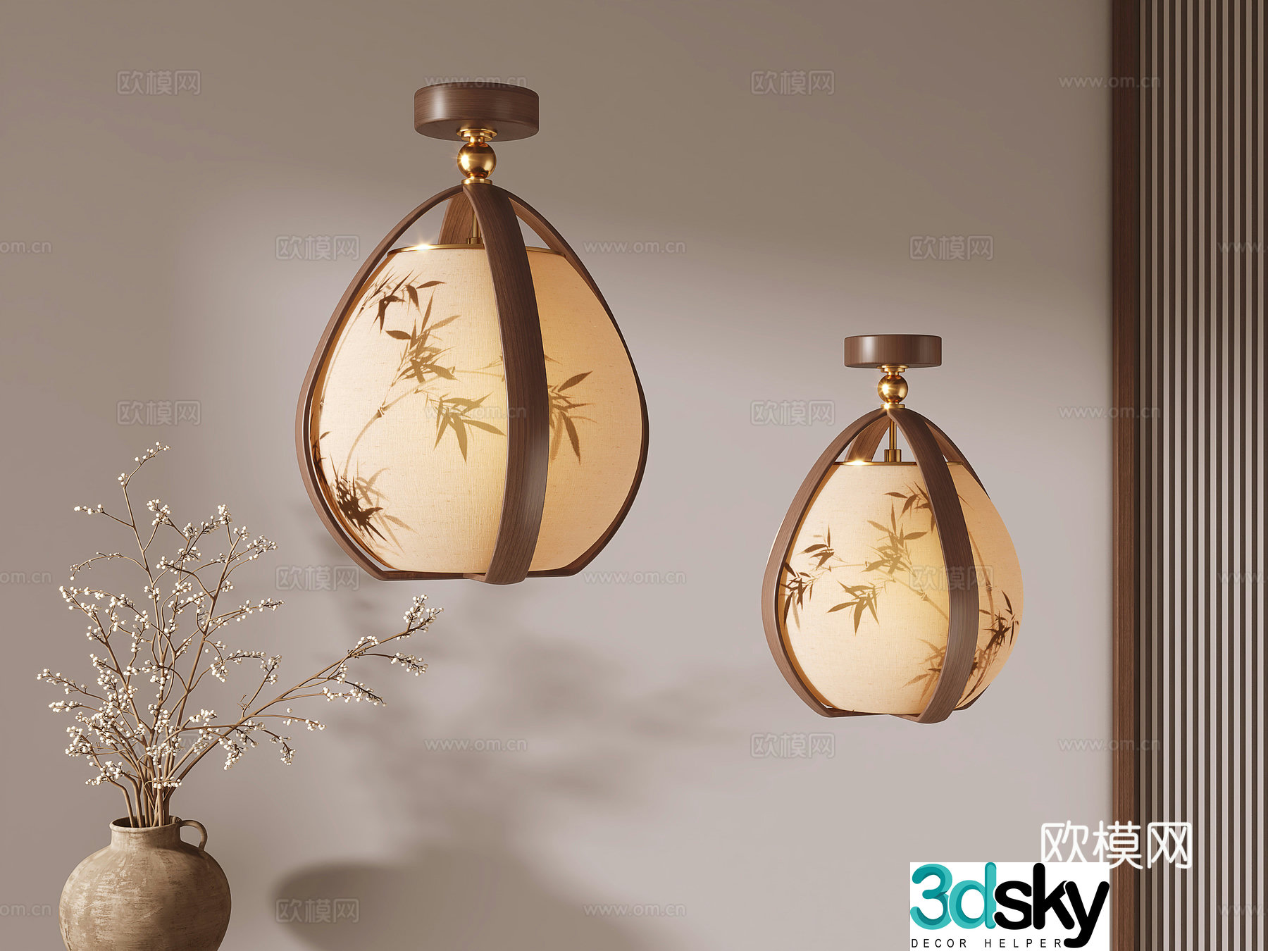 New Chinese-style small chandeliers aisle light corridor light 3d model