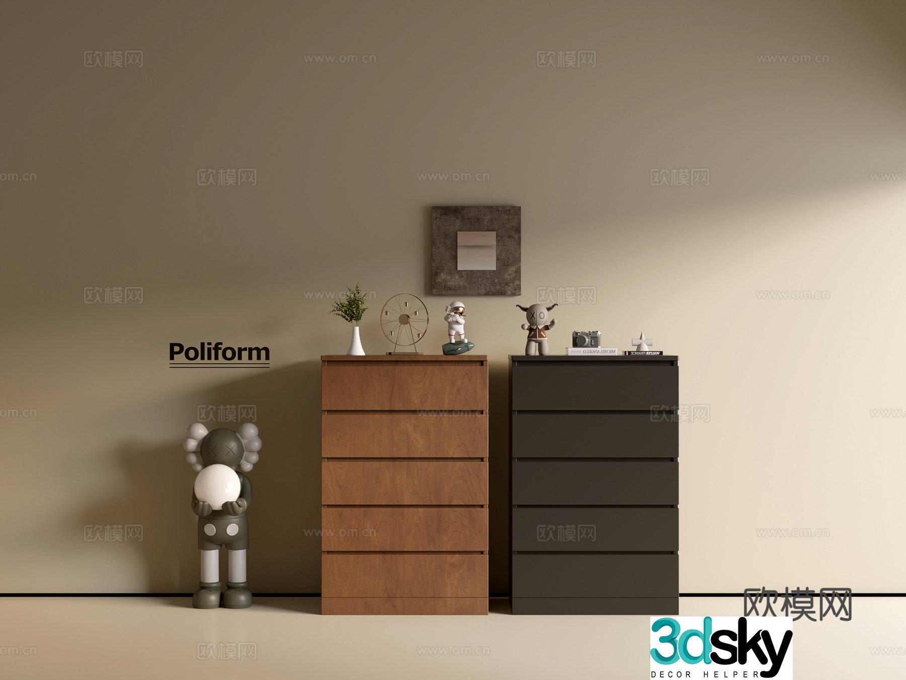 Modern wood grain cabinet ins wind minimalist wind cabinet whole cabinet sideboard balcony cabinet storage 3D model