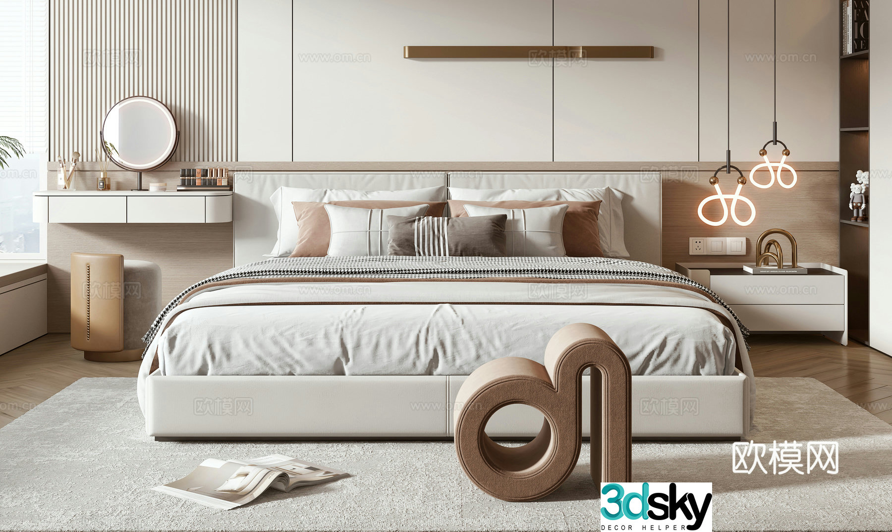 Minotti modern double bed 3d model
