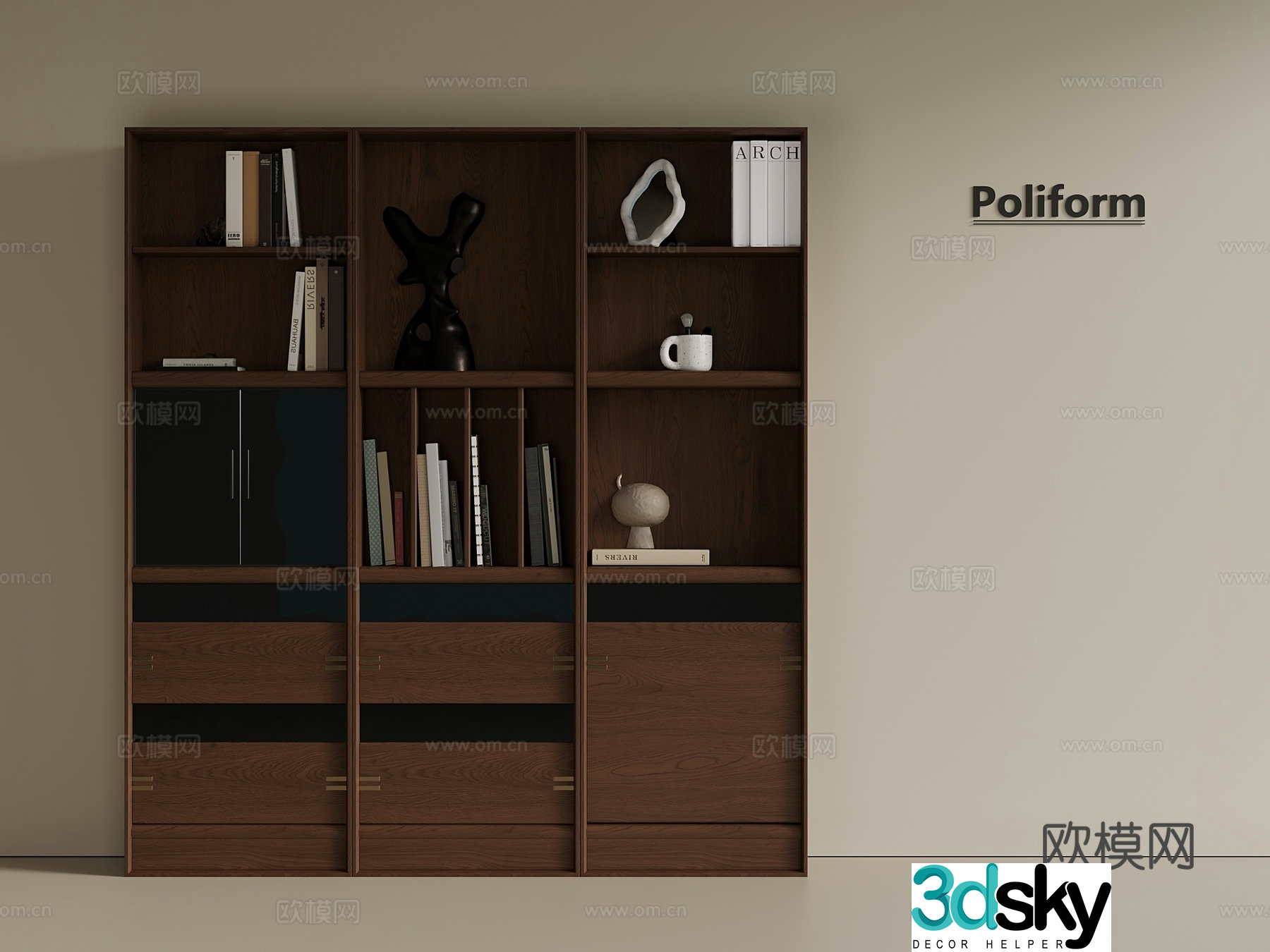 Middle Ages New Chinese Style Storage Locker Locker Side Cabinet 3D Model