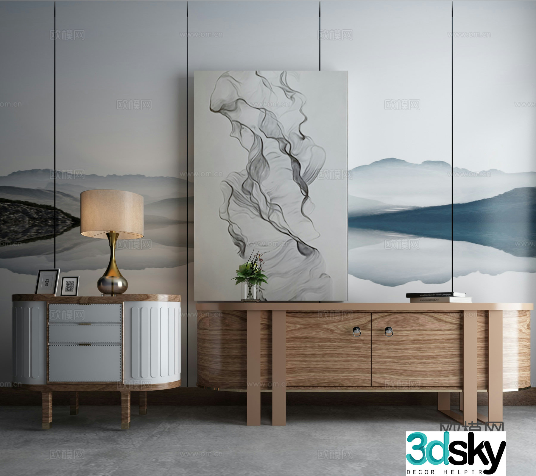 Modern TV cabinet combination 3D model