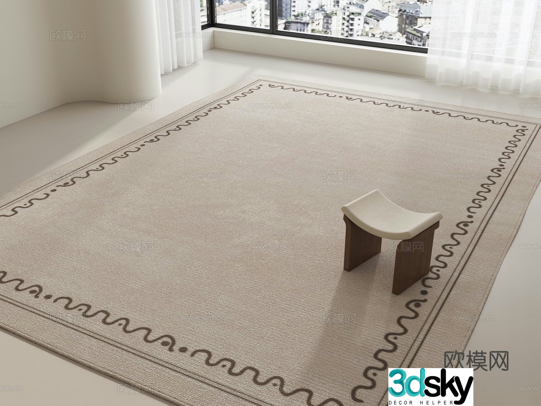 Carpet Medium style carpet Wasabi style carpet Cream style carpet Living room carpet Square carpet 3d model