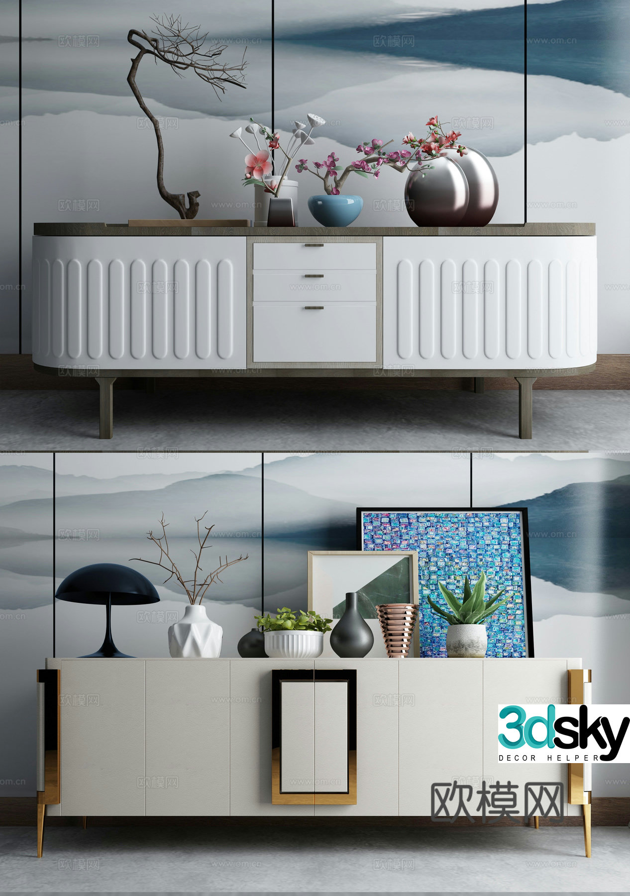 Modern TV cabinet combination 3D model