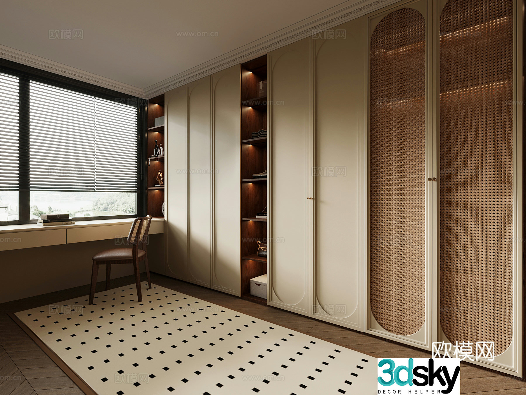 026 Wardrobe French Cream Trench Wardrobe 3D Model