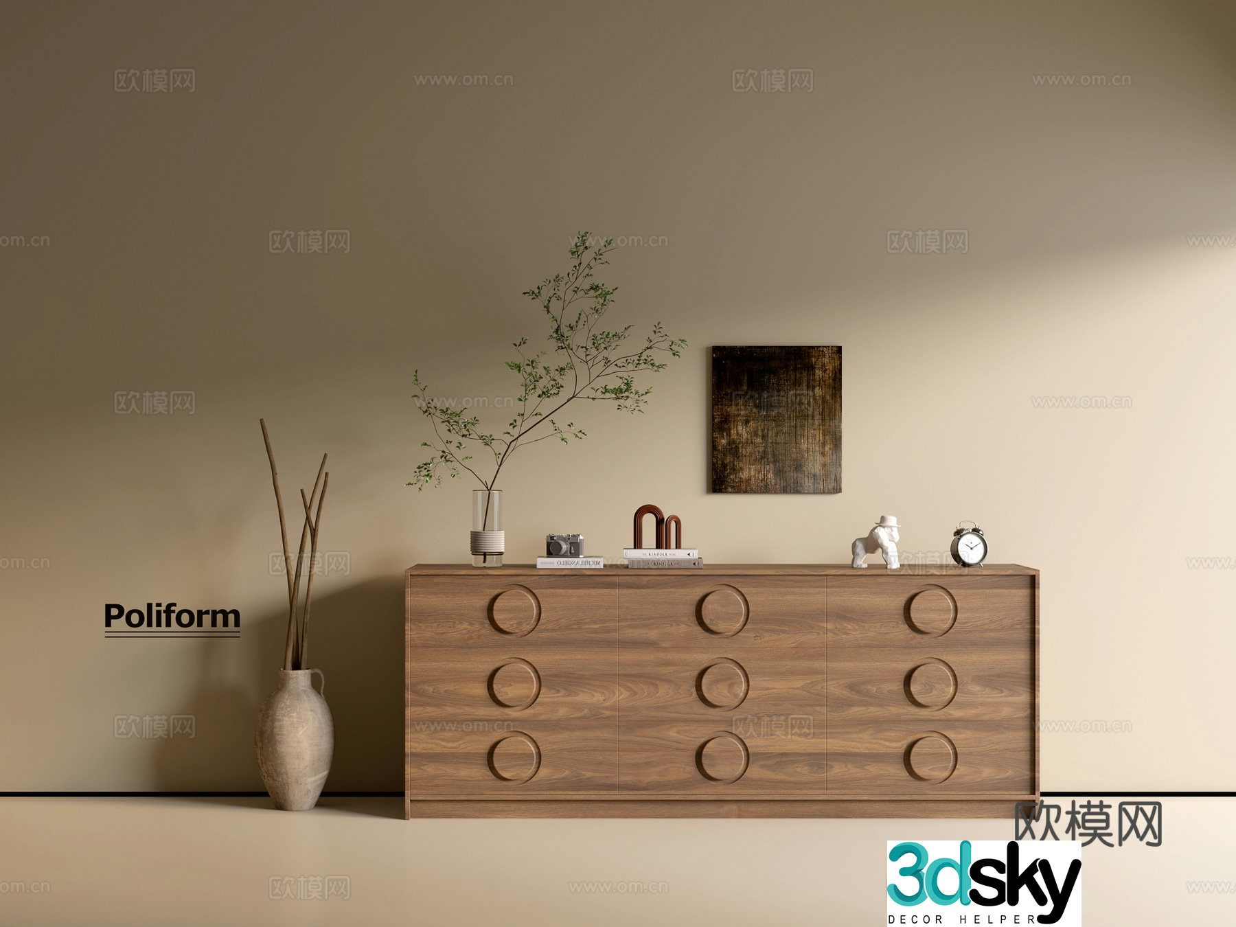 Modern wood grain cabinet ins wind minimalist wind cabinet whole cabinet sideboard balcony cabinet storage 3D model