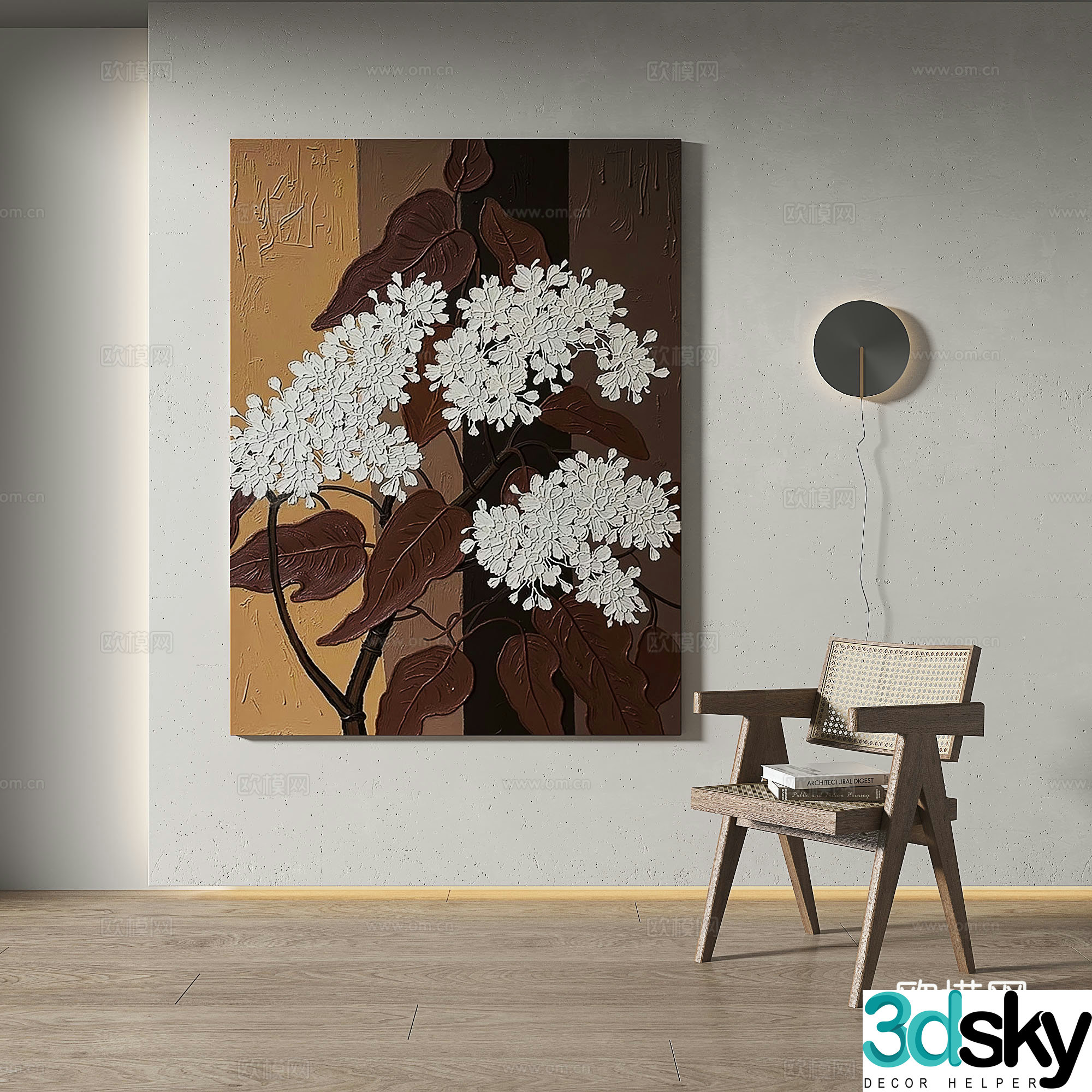 Modern medieval retro light luxury wasabi simple decorative painting 3d model