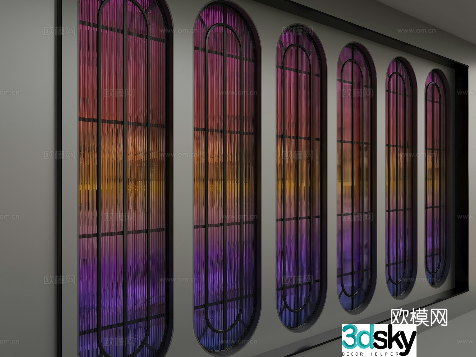Modern glass partition 3d model