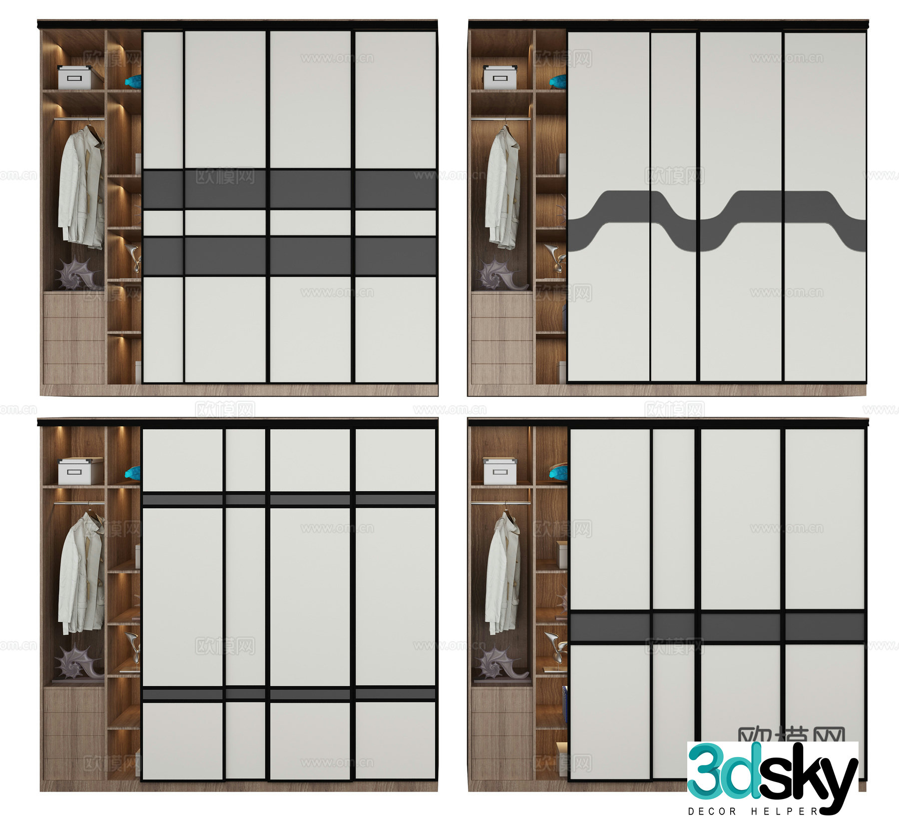 Modern wardrobe combination 3d model