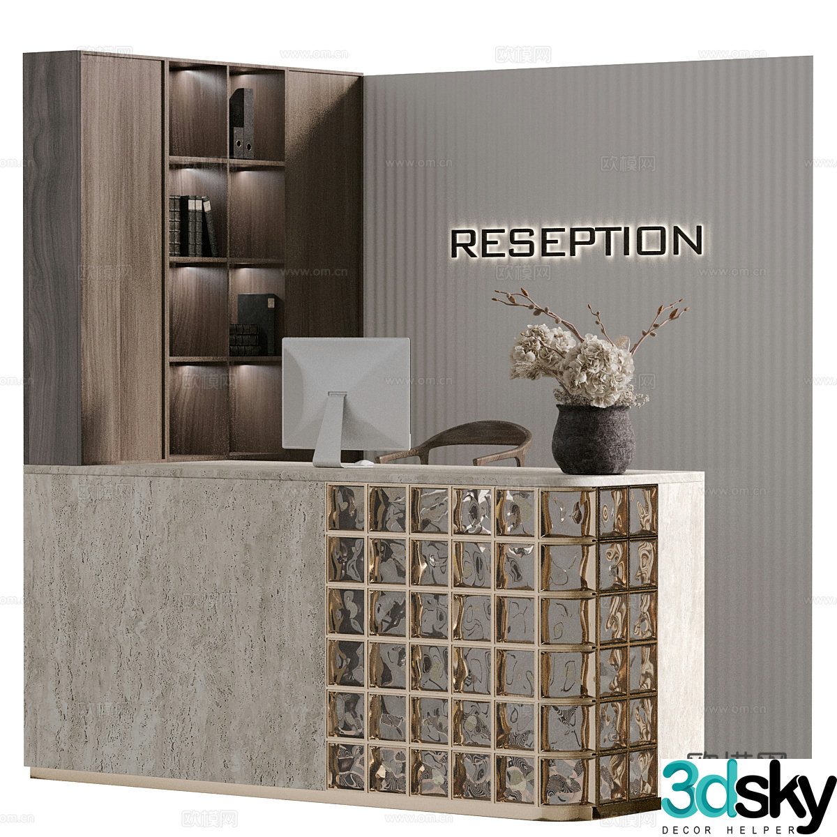 Modern Italian company front desk reception desk 3D model