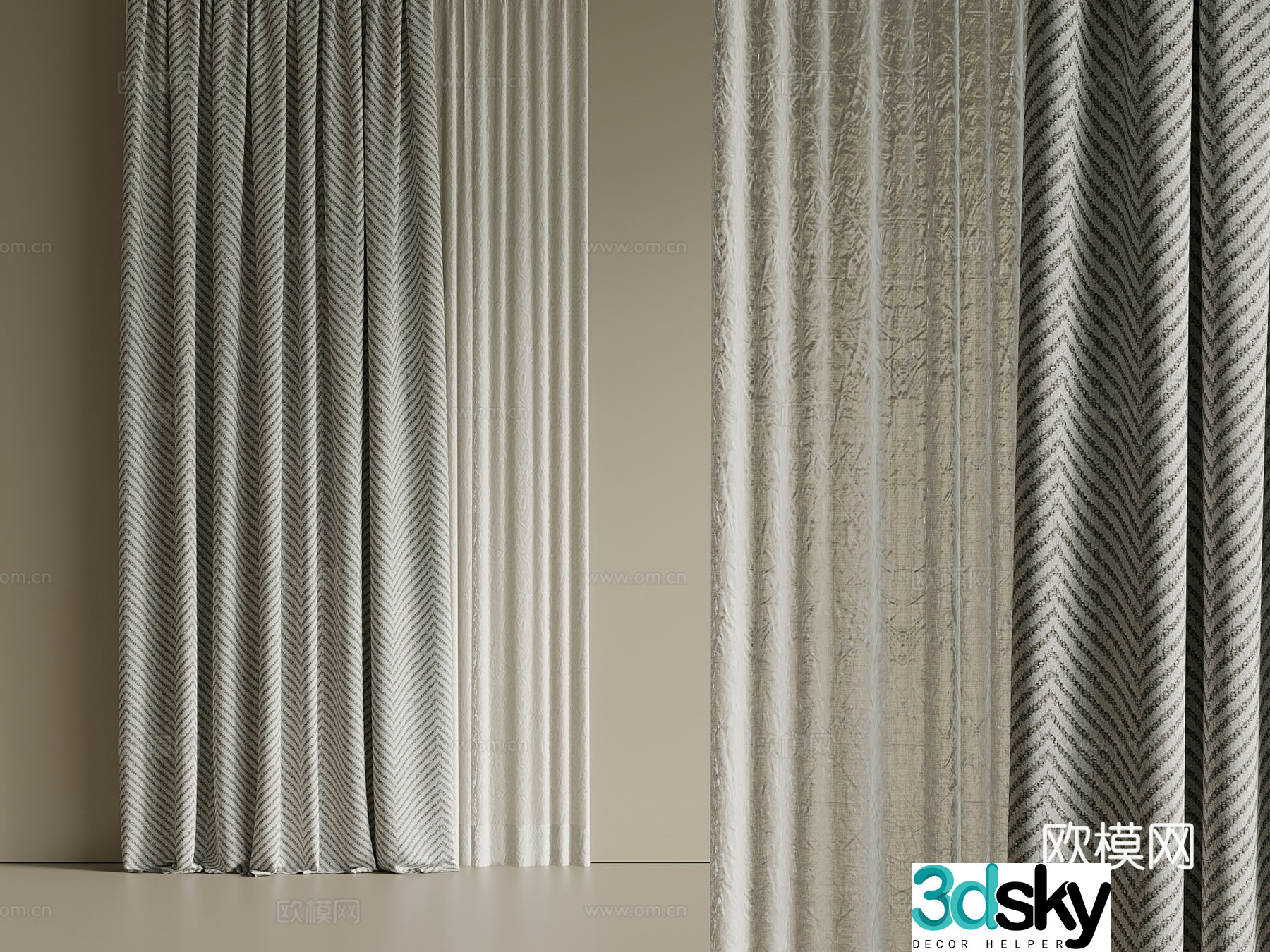French Light Luxury Universal Curtain Living Room Curtain Bedroom Curtain 3D Model