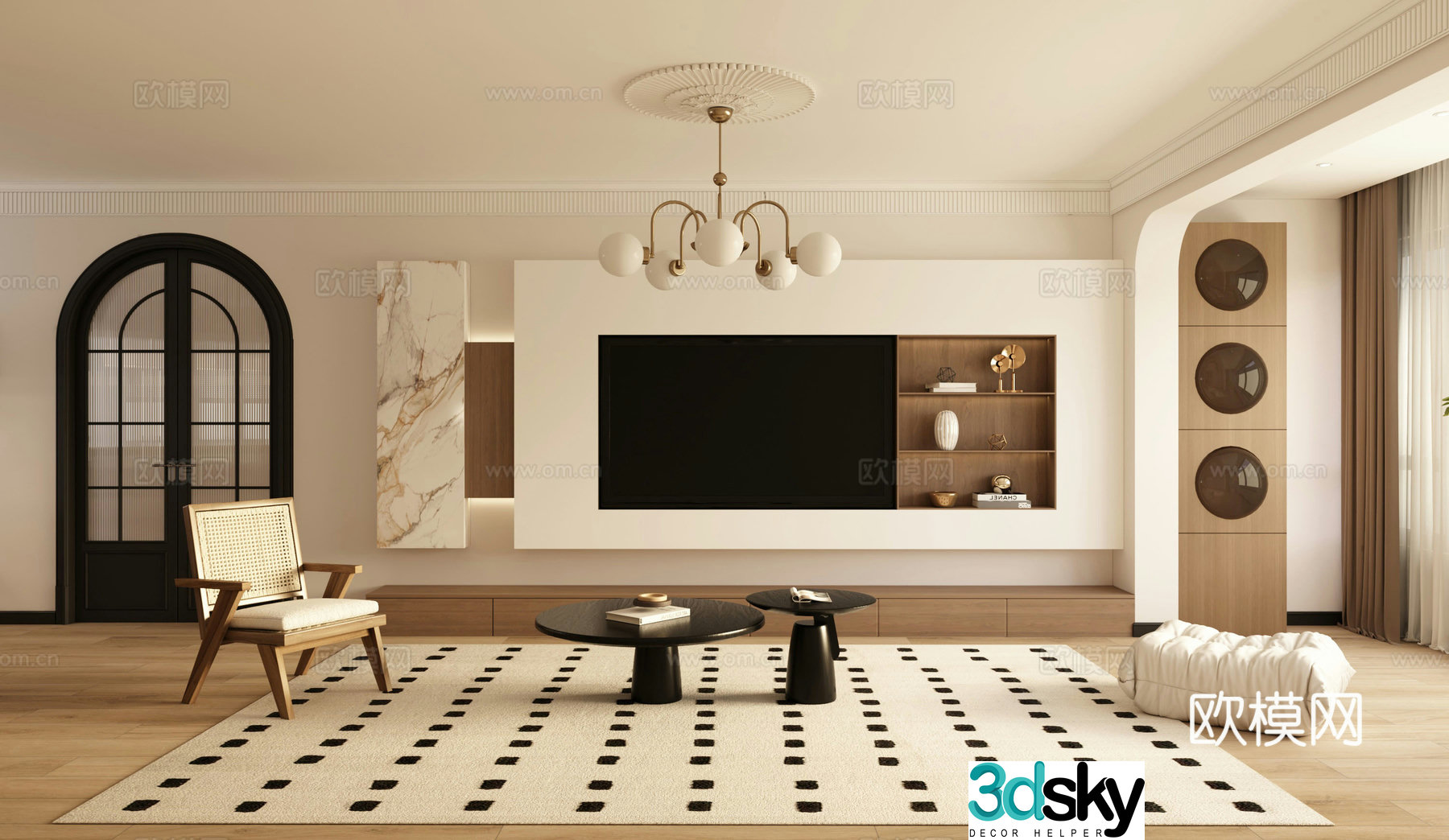 3D model of medieval style living room restaurant