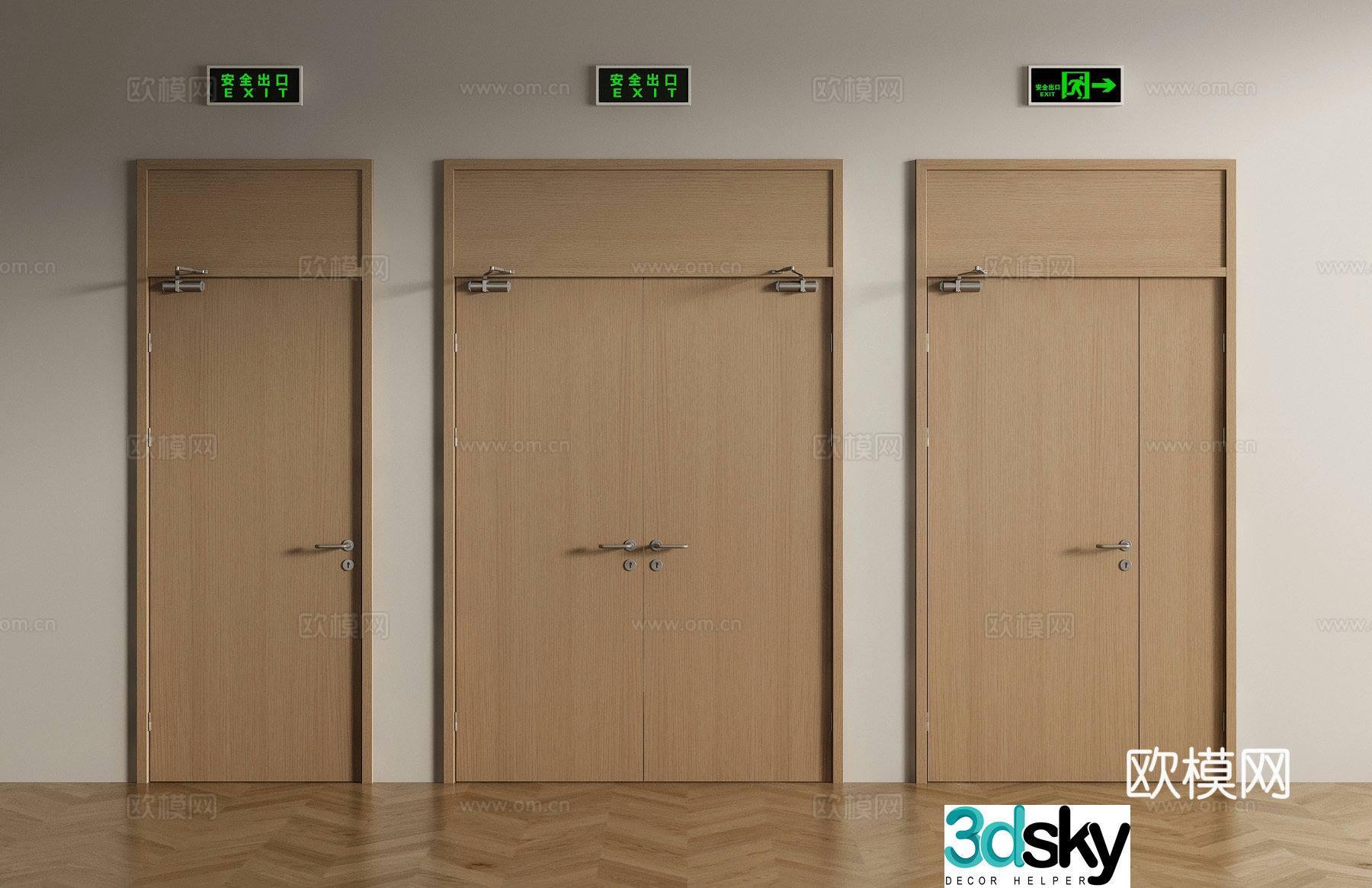 Modern fire door Fire door Double door Mother and child door Single door 3D model
