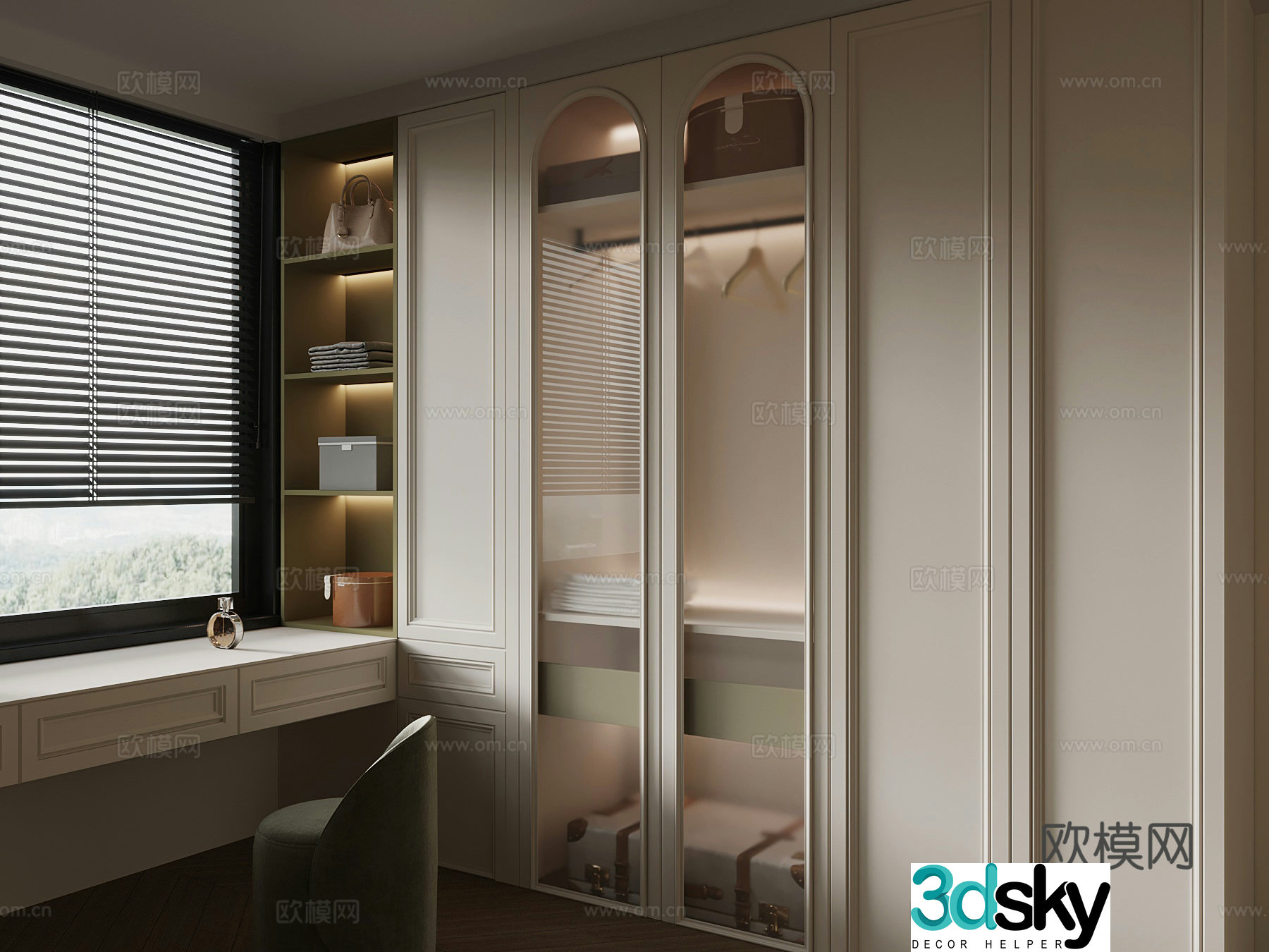 027 wardrobe French cream wardrobe 3d model
