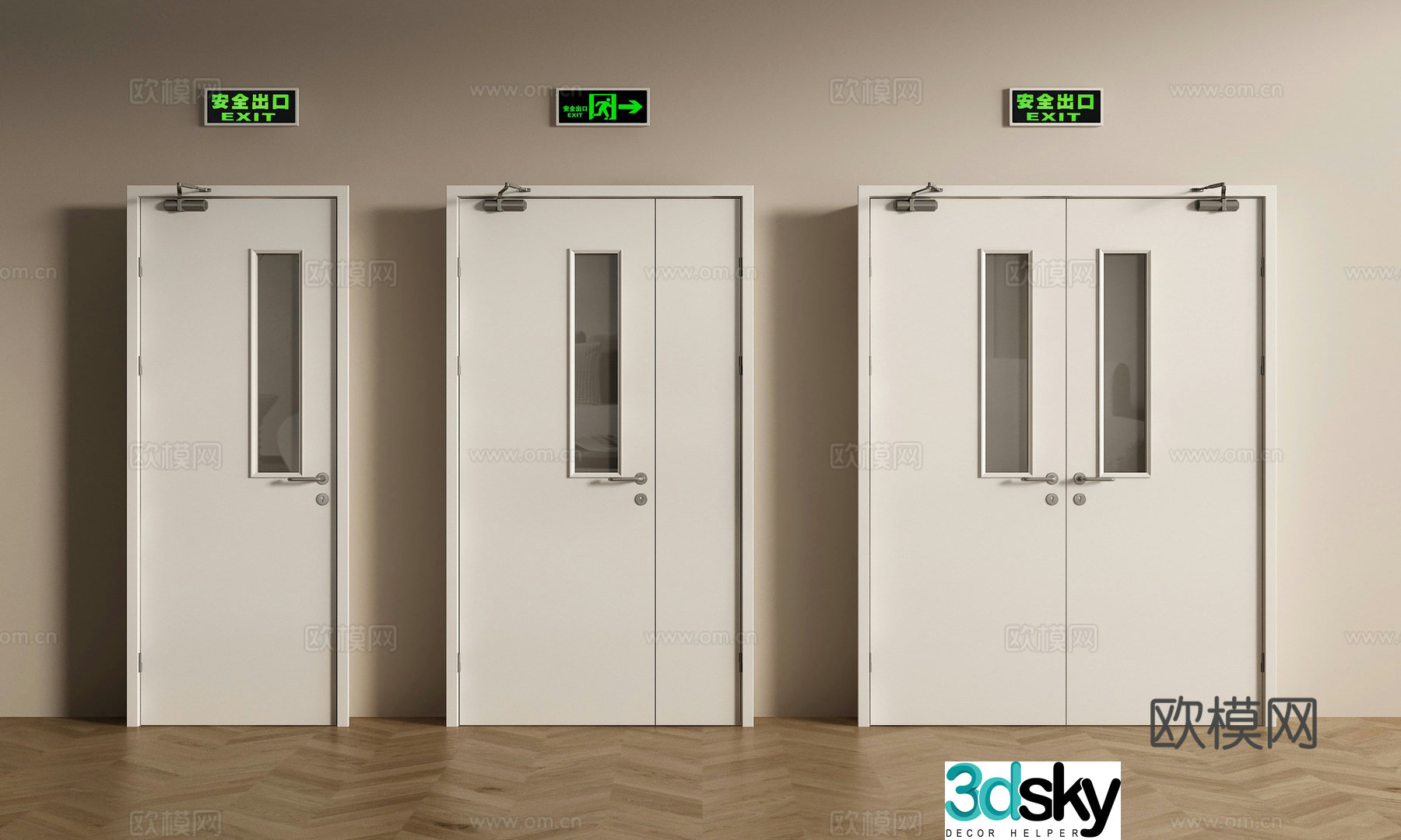 Modern fire door Fire door Double door Mother and child door Single door 3D model