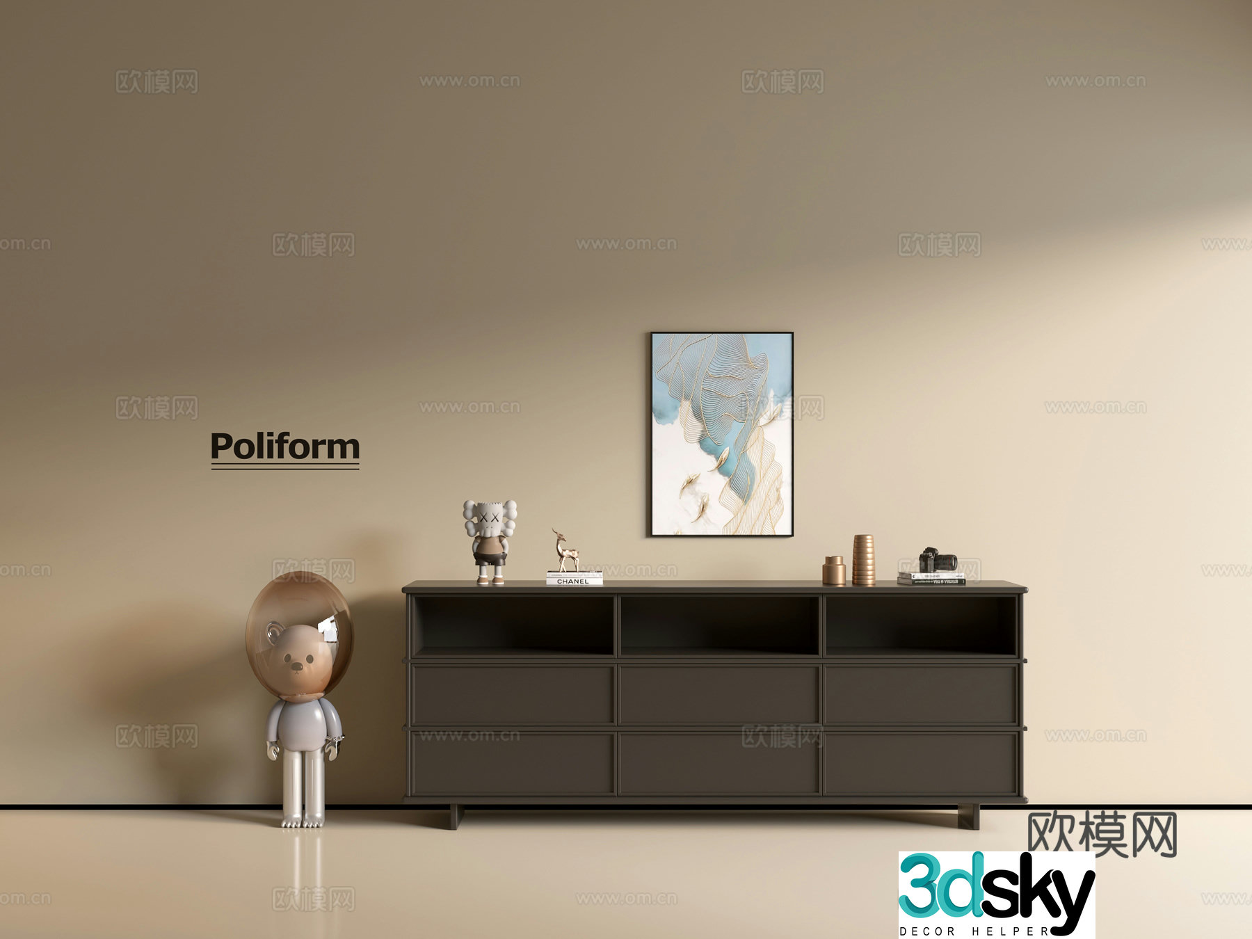Modern black cabinet ins wind side cabinet chest cabinet low cabinet whole cabinet dining side cabinet balcony cabinet 3d model