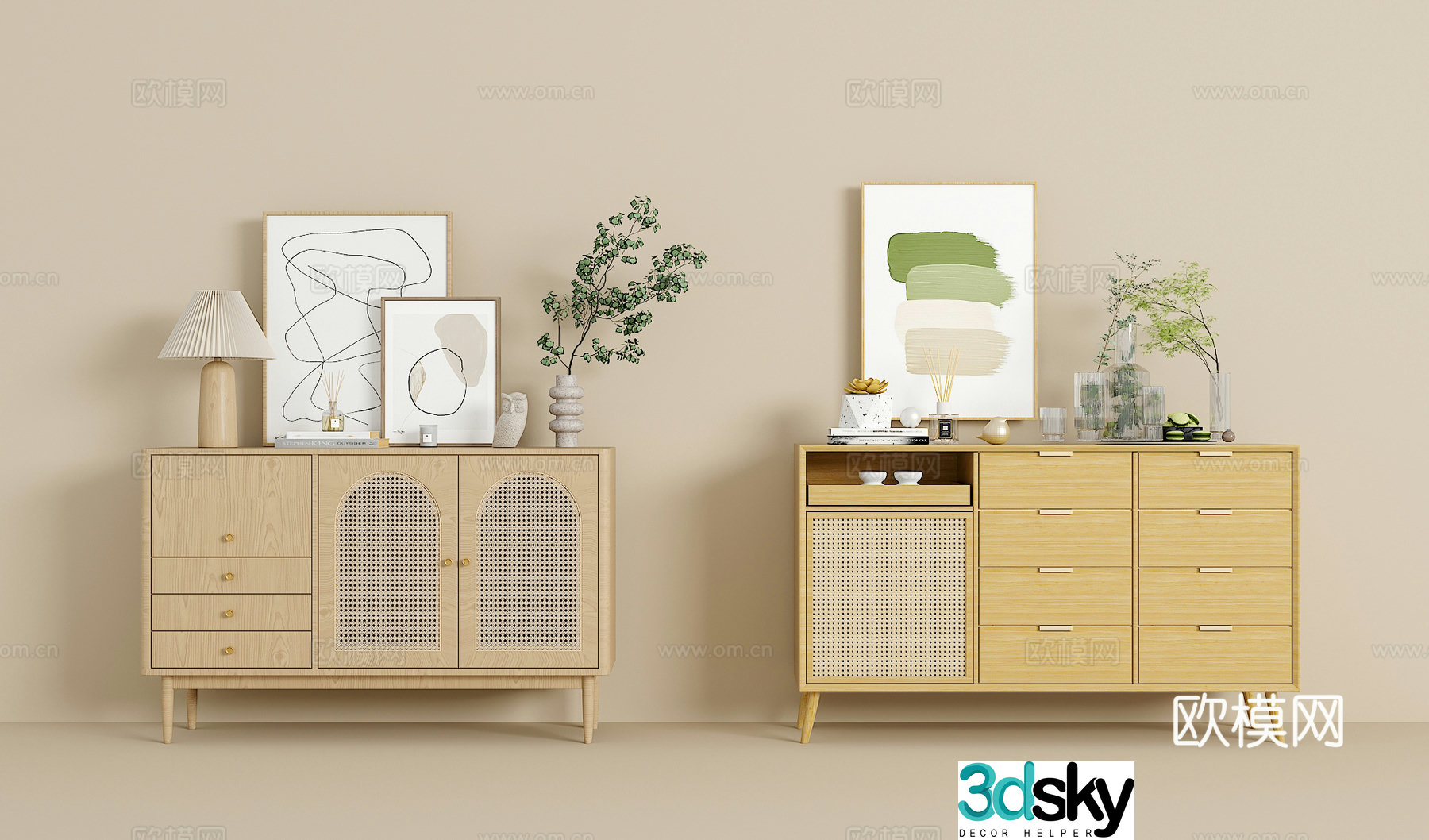 Nordic side cabinet combination decorative cabinet porch cabinet 3D model