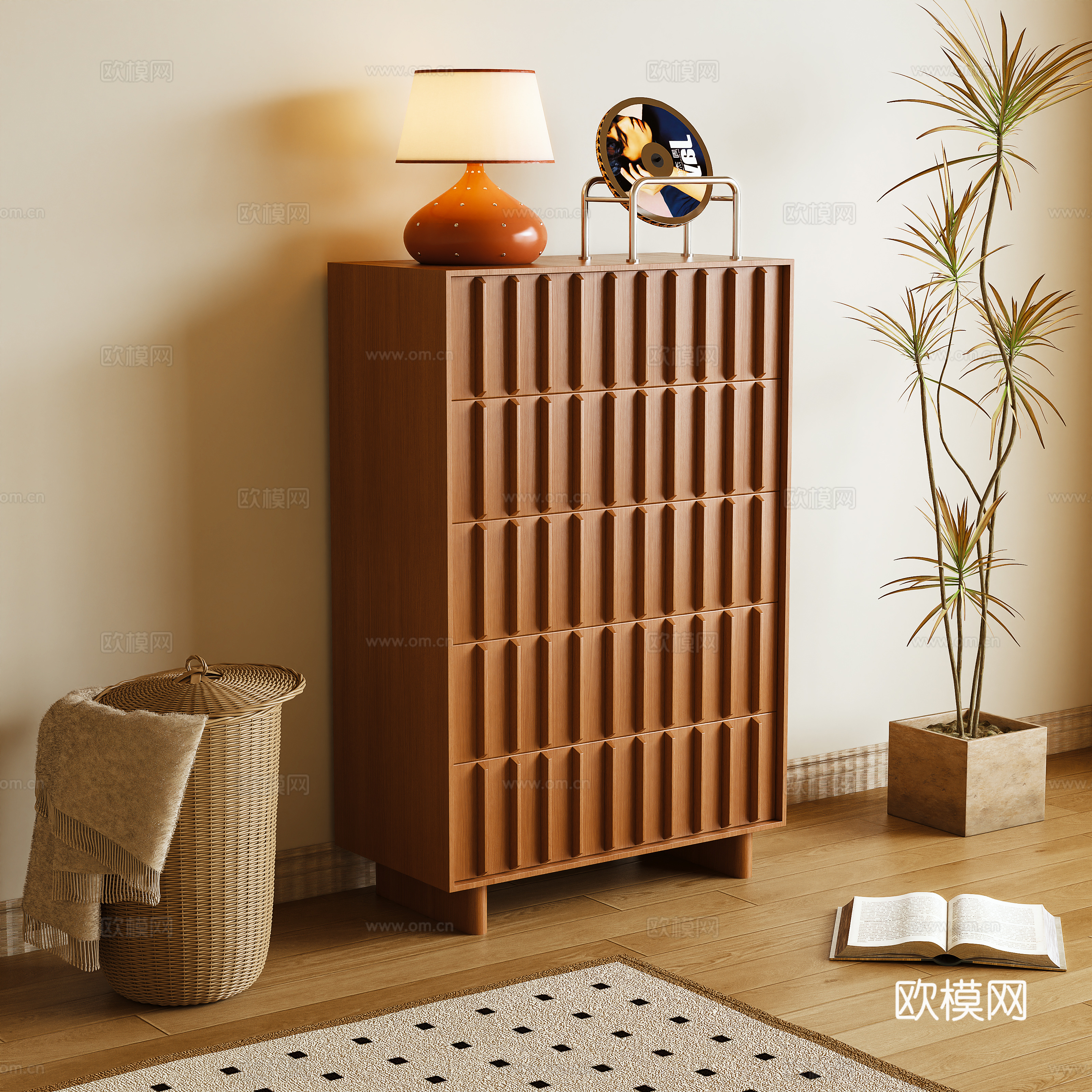 Log wind chest cabinet side cabinet storage cabinet 3d model