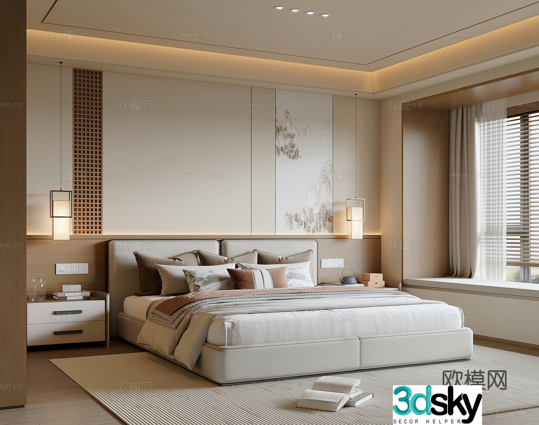 New Chinese bedroom 3D model