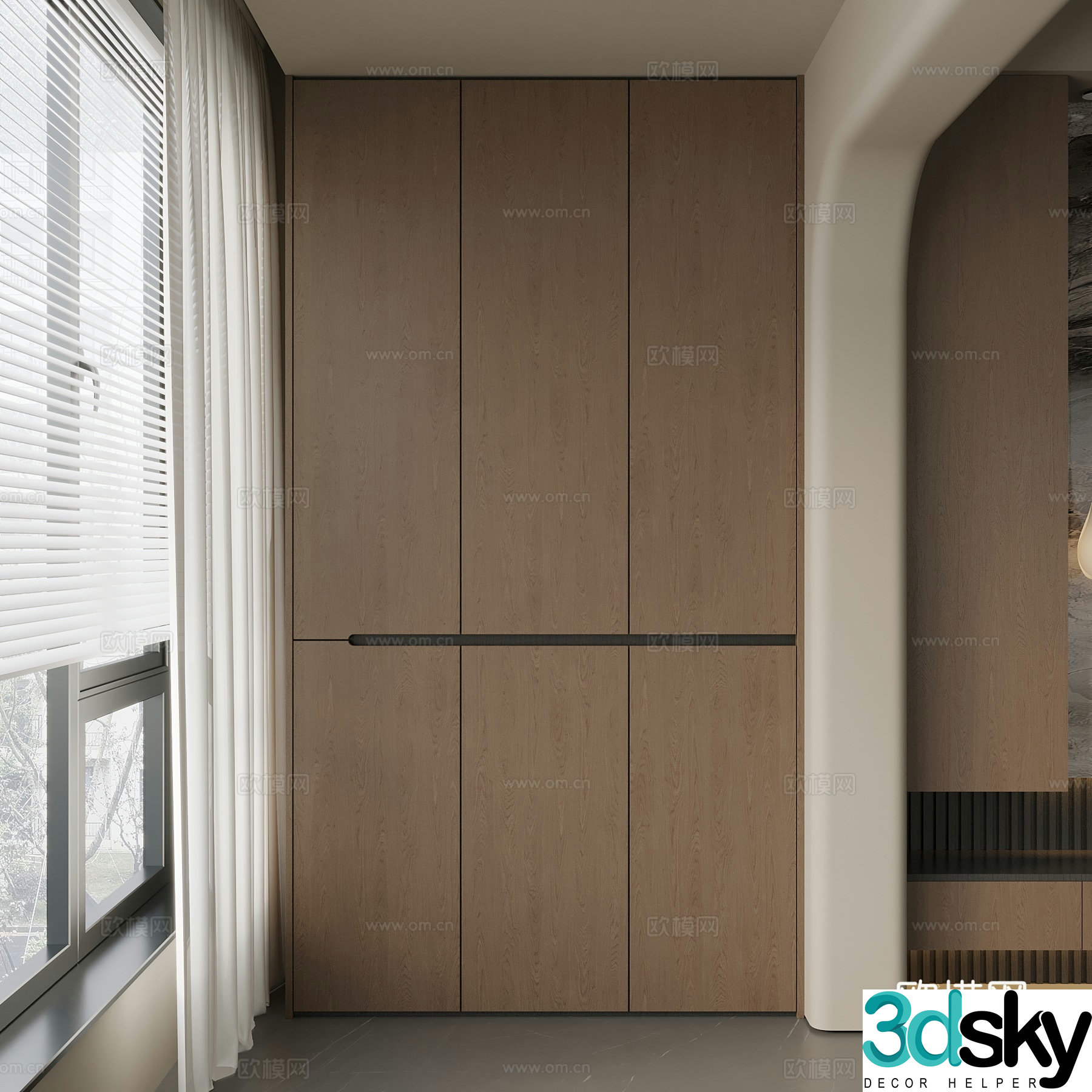 Middle Ages New Chinese Style Storage Locker Locker Balcony Cabinet 3D Model