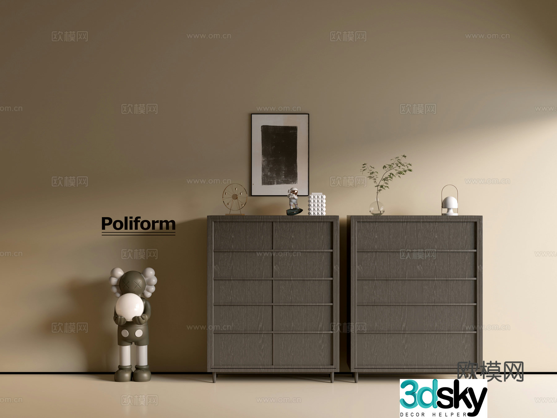 Modern black wood grain cabinet ins wind minimalist wind cabinet whole cabinet sideboard balcony cabinet 3d model