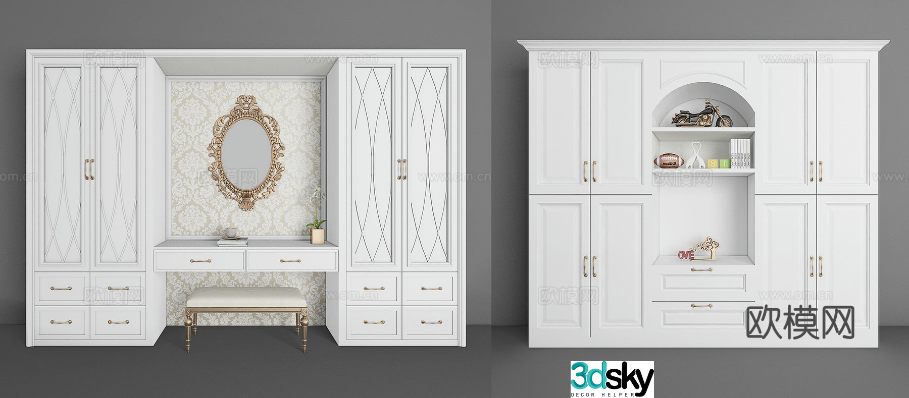 European style wardrobe combination 3D model