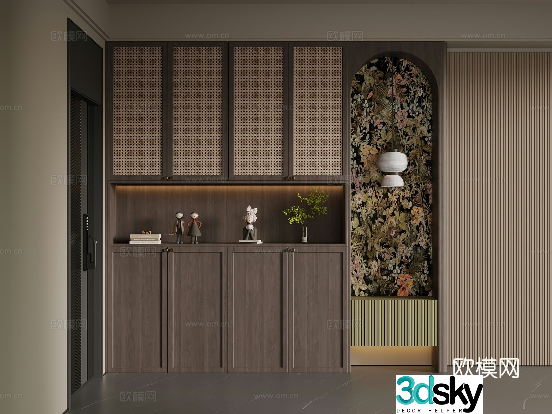 Middle Chinese style shoe cabinet partition shoe cabinet entrance shoe cabinet 3d model