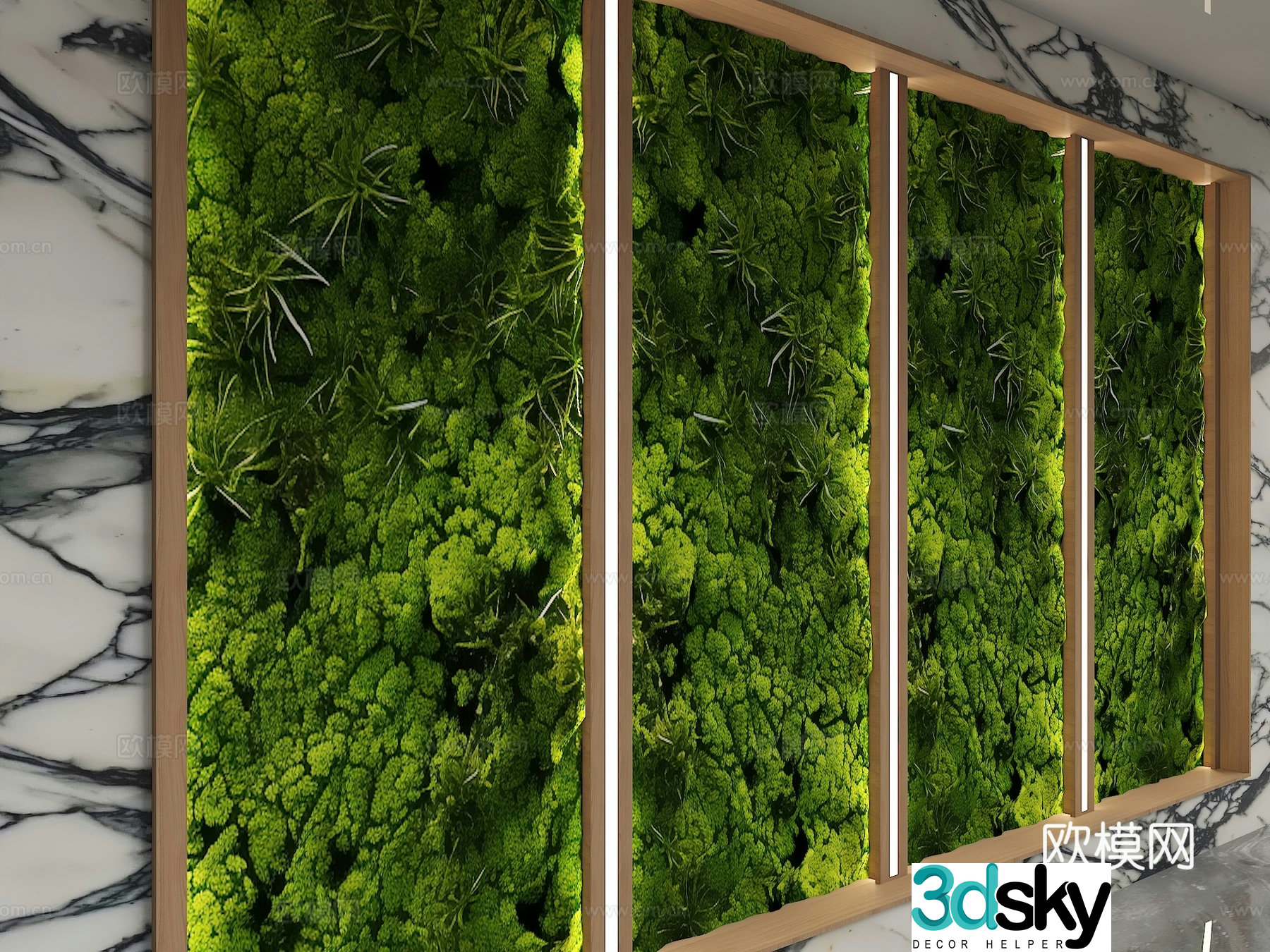 Modern plant background wall 3d model